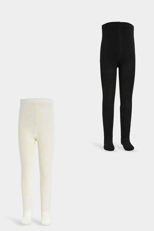Redtag-Girls-2-Pk-Tights--Ivory/Black-365,-Category:Tights,-Colour:Assorted,-Deals:New-In,-Dept:Girls,-Filter:Girls-(2-to-8-Yrs),-GIR-Tights,-New-In-GIR-APL,-Non-Sale,-Section:Girls-(0-to-14Yrs)-Girls-2 to 8 Years