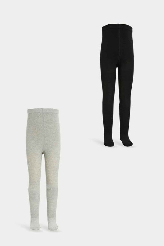 Redtag-Girls-2-Pk-Tights--Lt-Grey/Black-365,-Category:Tights,-Colour:Assorted,-Deals:New-In,-Dept:Girls,-Filter:Girls-(2-to-8-Yrs),-GIR-Tights,-New-In-GIR-APL,-Non-Sale,-Section:Girls-(0-to-14Yrs)-Girls-2 to 8 Years