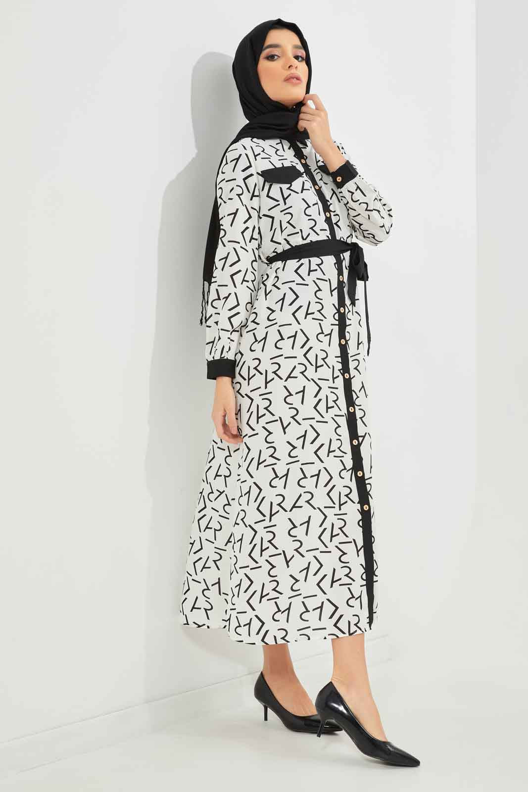Redtag-Women-Printed-Contrast-Collar-Belted-Dress-Category:Dresses,-Colour:Assorted,-Deals:New-In,-Dept:Ladieswear,-Filter:Women's-Clothing,-LMC,-New-In-Women-APL,-Non-Sale,-S23A,-Section:Women,-Women-Dresses--