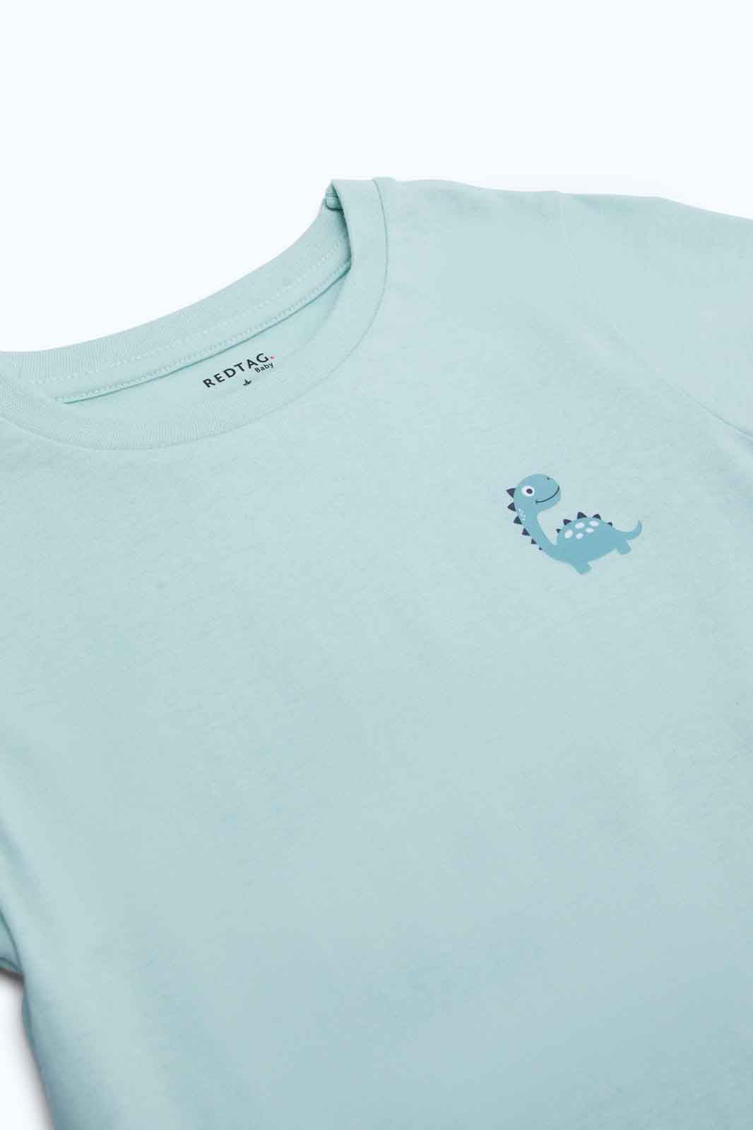 Redtag-Boys-Sky-Blue-Dino-Ss-Sleeve-Hanging-Tshirt-Category:T-Shirts,-Colour:Sky-Blue,-Deals:New-In,-Dept:Boys,-Filter:Infant-Boys-(3-to-24-Mths),-INB-T-Shirts,-New-In-INB-APL,-Non-Sale,-S23B,-Section:Boys-(0-to-14Yrs)-Infant-Boys-3 to 24 Months