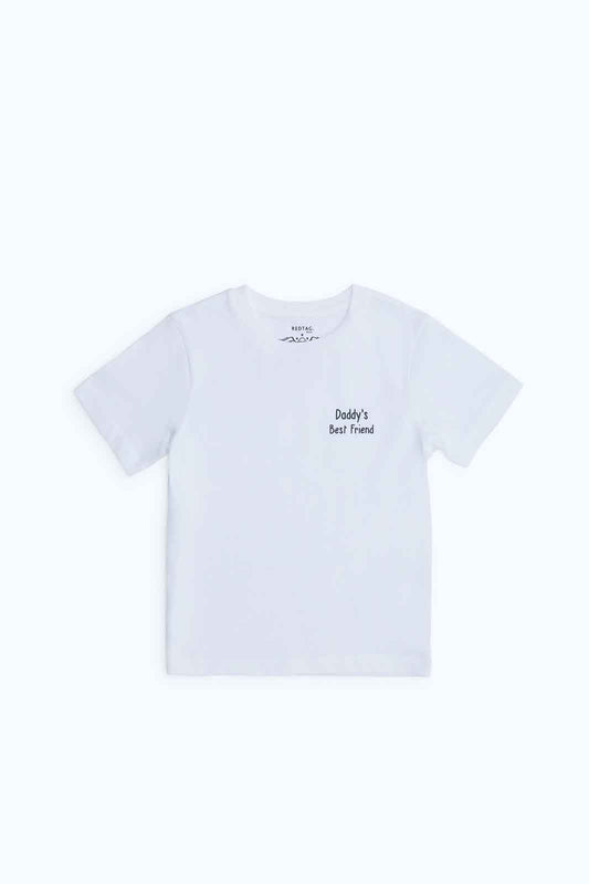 Redtag-Boys-White-Daddy-Best-Friend-Ss-Sleeve-Hanging-Tshirt-Category:T-Shirts,-Colour:White,-Deals:New-In,-Dept:Boys,-Filter:Infant-Boys-(3-to-24-Mths),-INB-T-Shirts,-New-In-INB-APL,-Non-Sale,-S23B,-Section:Boys-(0-to-14Yrs)-Infant-Boys-3 to 24 Months