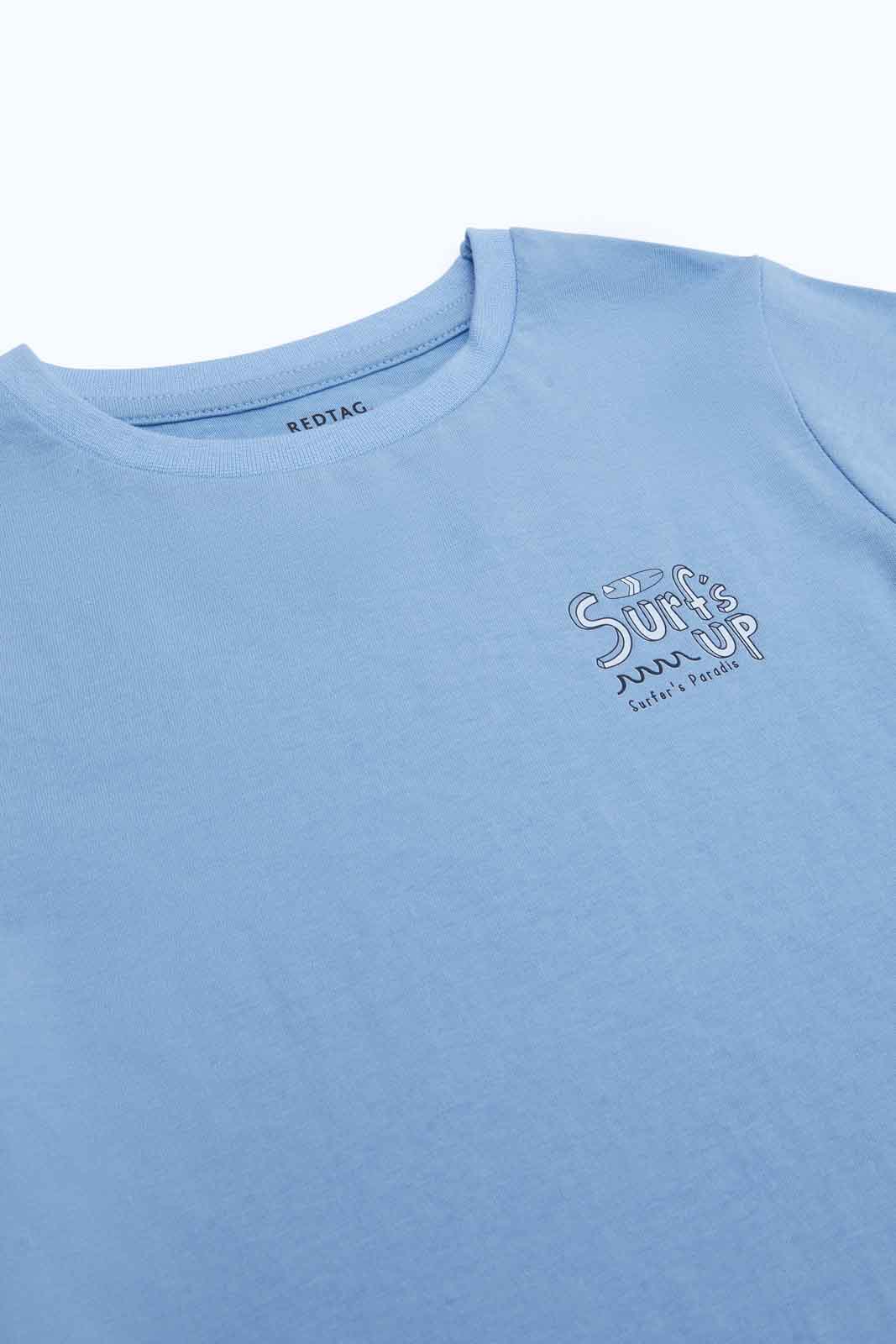 Redtag-Boys-Blue-Surf-Ss-Sleeve-Hanging-Tshirt-Category:T-Shirts,-Colour:Blue,-Deals:New-In,-Dept:Boys,-Filter:Infant-Boys-(3-to-24-Mths),-INB-T-Shirts,-New-In-INB-APL,-Non-Sale,-S23B,-Section:Boys-(0-to-14Yrs)-Infant-Boys-3 to 24 Months