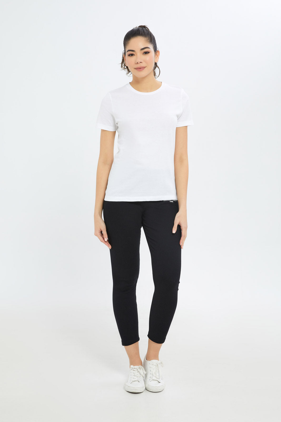 Redtag-Women-White-Short-Sleeve-Crew-Neck-T-Shirt-BASICS,-Category:T-Shirts,-Colour:White,-Deals:New-In,-Dept:Ladieswear,-Filter:Women's-Clothing,-H1:LWR,-H2:LAD,-H3:TSH,-H4:CAT,-New-In-Women-APL,-Non-Sale,-S23A,-Season:S23B,-Section:Women,-TBL,-Women-T-Shirts-Women's-