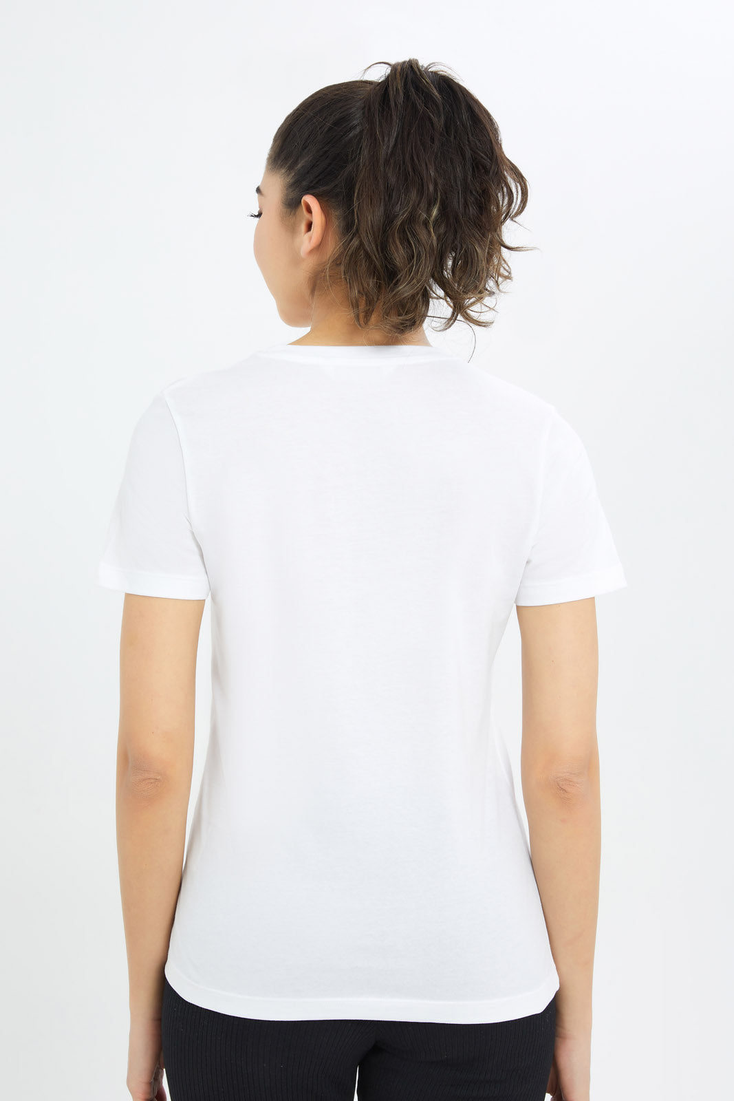 Redtag-Women-White-Short-Sleeve-Crew-Neck-T-Shirt-BASICS,-Category:T-Shirts,-Colour:White,-Deals:New-In,-Dept:Ladieswear,-Filter:Women's-Clothing,-H1:LWR,-H2:LAD,-H3:TSH,-H4:CAT,-New-In-Women-APL,-Non-Sale,-S23A,-Season:S23B,-Section:Women,-TBL,-Women-T-Shirts-Women's-