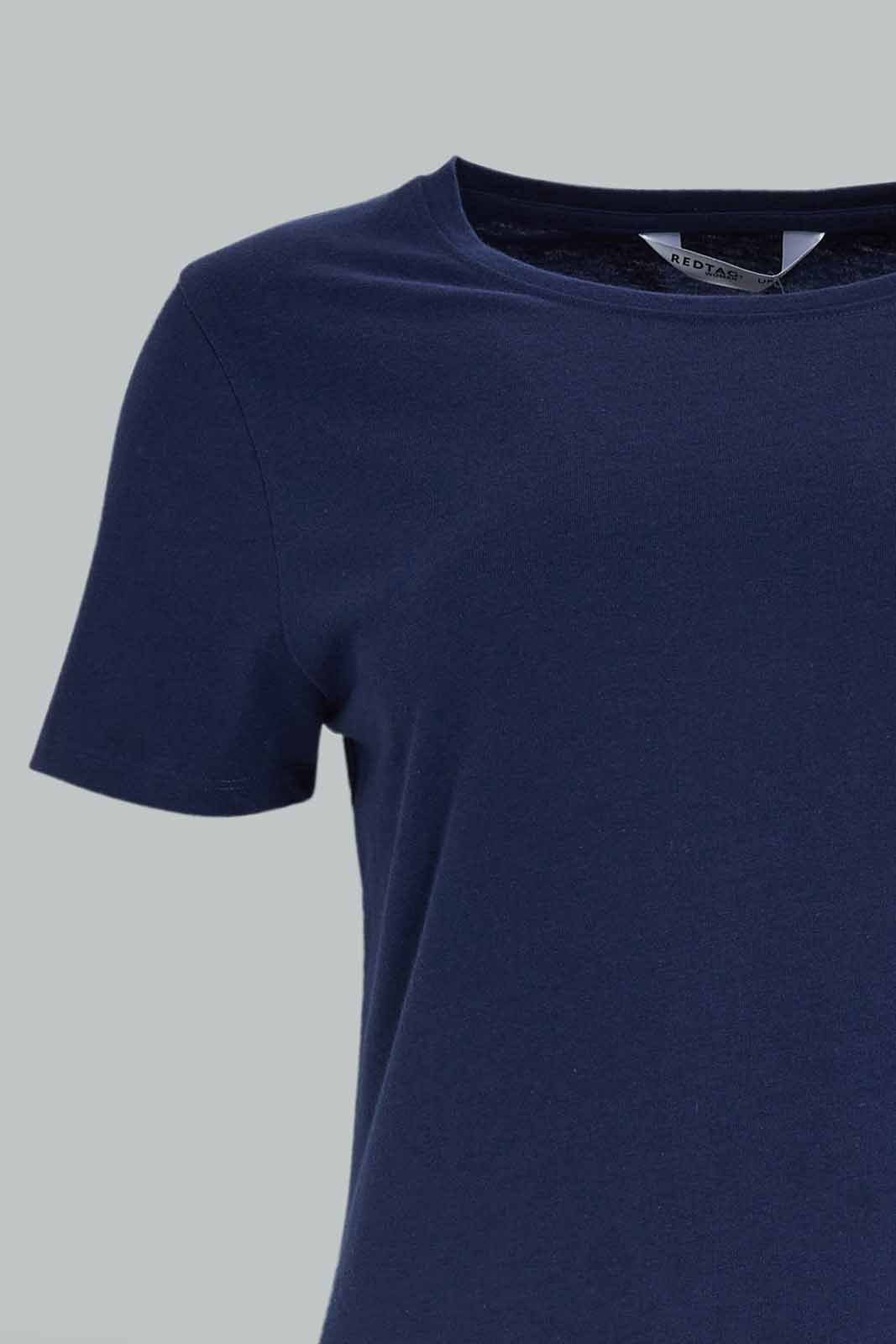Redtag-Women-Navy-Short-Sleeve-Crew-Neck-T-Shirt-Category:T-Shirts,-Colour:Navy,-Deals:New-In,-Dept:Ladieswear,-Filter:Women's-Clothing,-New-In-Women-APL,-Non-Sale,-S23A,-Section:Women,-TBL,-Women-T-Shirts-Women's-