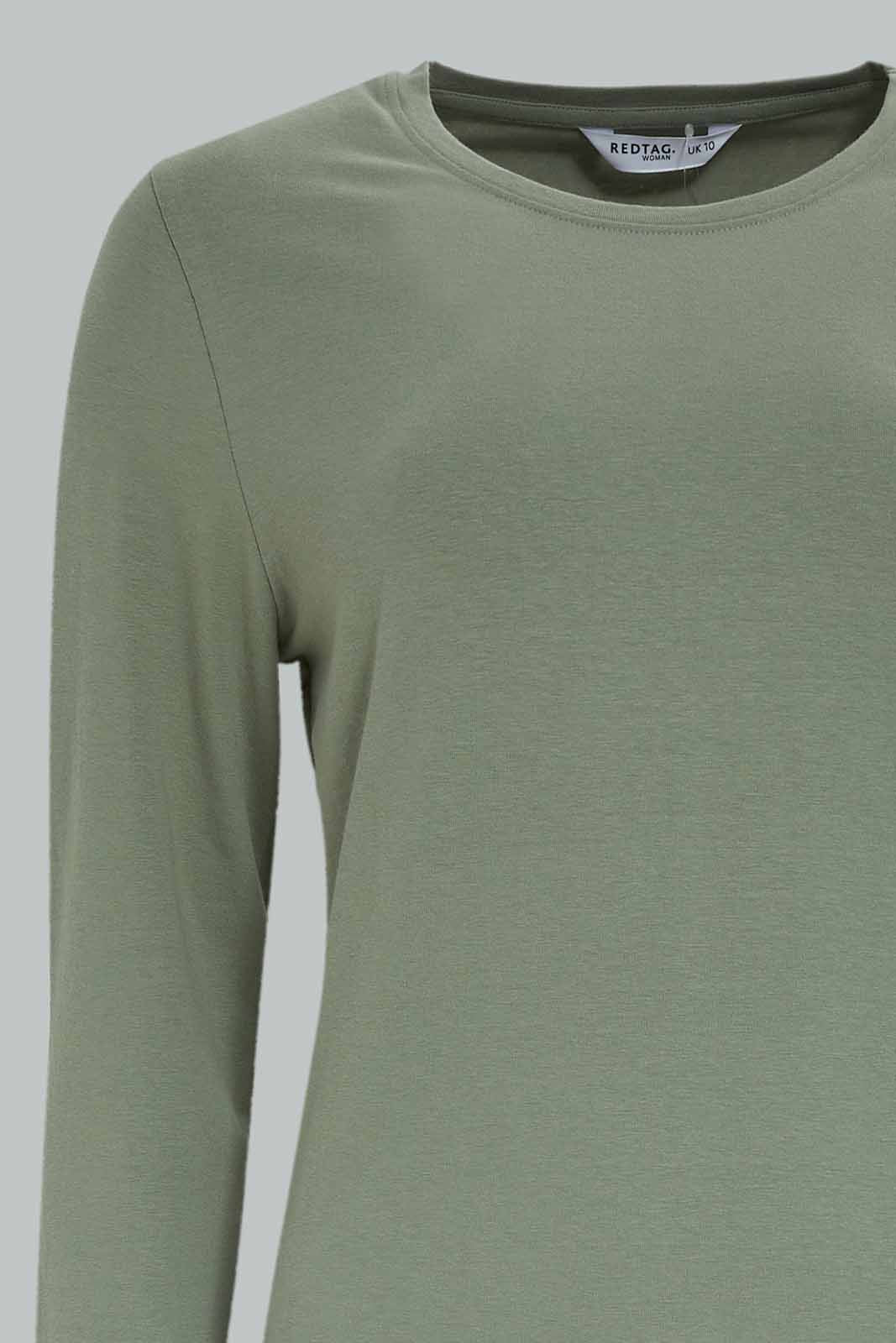 Redtag-Women-Brown-Long-Sleeve-Crew-Neck-T-Shirt-Category:T-Shirts,-Colour:Brown,-Deals:New-In,-Dept:Ladieswear,-Filter:Women's-Clothing,-New-In-Women-APL,-Non-Sale,-S23A,-Section:Women,-TBL,-Women-T-Shirts-Women's-