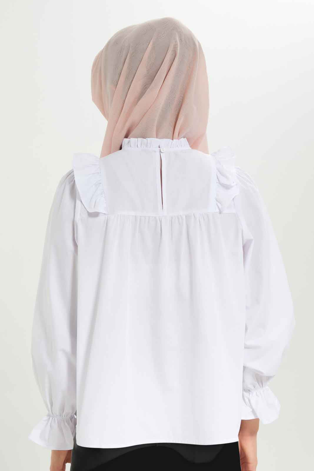 Redtag-Women-White-Lace-Yoke-Detail-Blouse-Category:Blouses,-Colour:White,-Deals:New-In,-Dept:Ladieswear,-Filter:Women's-Clothing,-LMC,-New-In-Women-APL,-Non-Sale,-S23A,-Section:Women,-Women-Blouses--