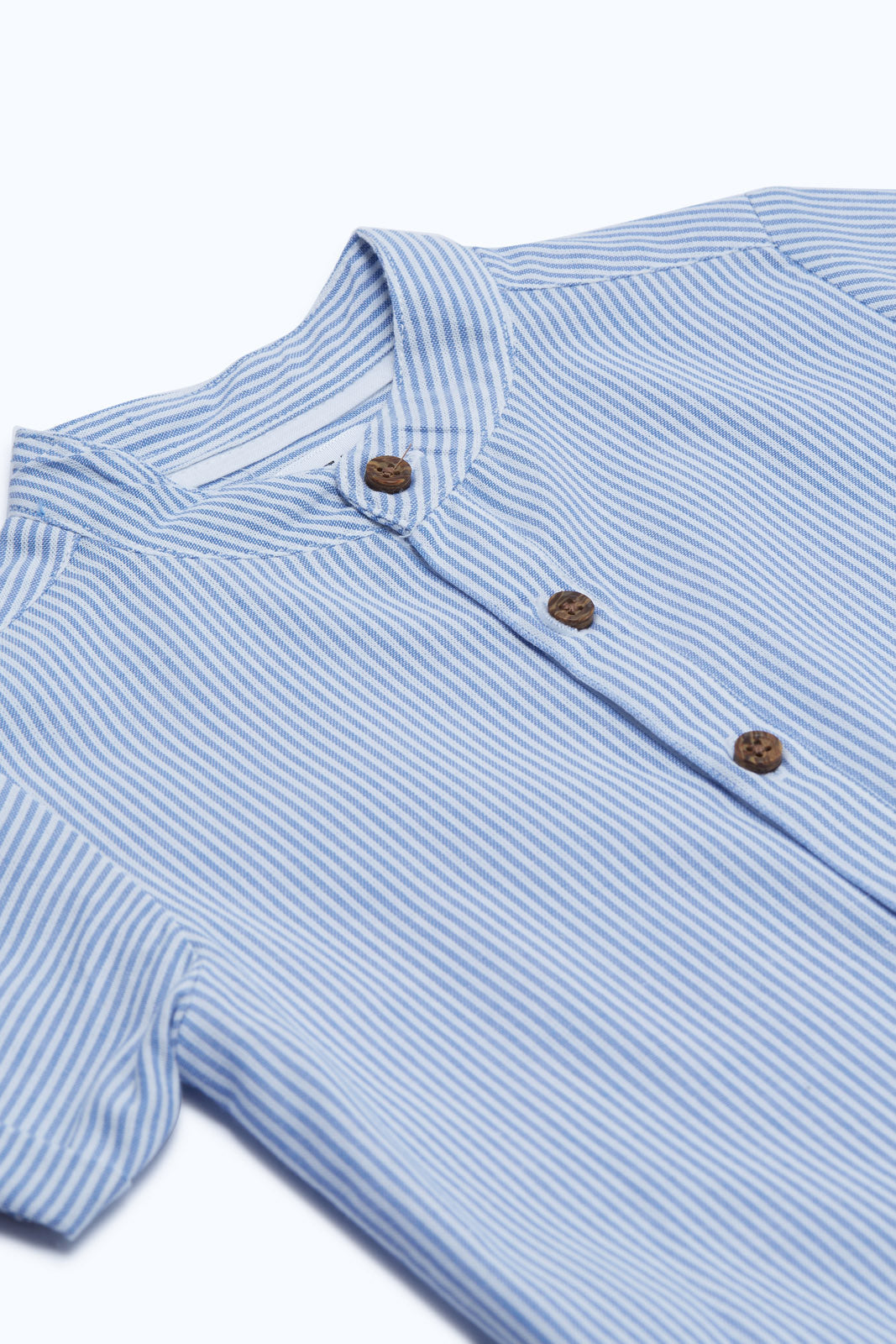 Redtag-Boys-White-Stripe-Henley-Dobby-Ss-Shirt-Category:Shirts,-Colour:White,-Deals:New-In,-Dept:Boys,-Filter:Infant-Boys-(3-to-24-Mths),-H1:KWR,-H2:INB,-H3:SHI,-H4:CSH,-INB-Shirts,-New-In-INB-APL,-Non-Sale,-S23B,-Season:S23B,-Section:Boys-(0-to-14Yrs)-Infant-Boys-3 to 24 Months