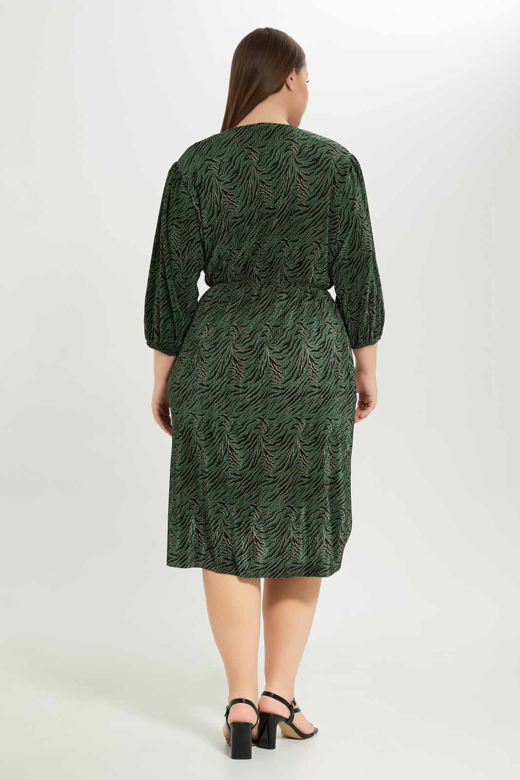 Redtag-Women-Green-Animal-Print-Plisse-Dress-Category:Dresses,-Colour:Assorted,-Deals:New-In,-Dept:Ladieswear,-Filter:Plus-Size,-LDP-Dresses,-New-In-LDP-APL,-Non-Sale,-S23A,-Section:Women-Women's-
