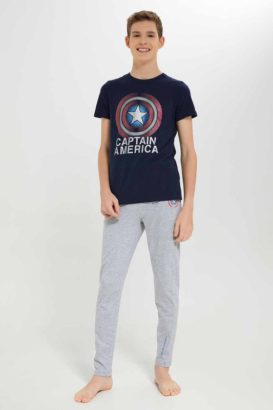 Redtag-Boys-Navy-Caption-America-Nightsuit-BSR-Pyjama-Sets,-Category:Pyjama-Sets,-Colour:Navy,-Deals:New-In,-Dept:Boys,-Filter:Senior-Boys-(8-to-14-Yrs),-New-In-BSR-APL,-Non-Sale,-S23A,-Section:Boys-(0-to-14Yrs)-Senior-Boys-9 to 14 Years