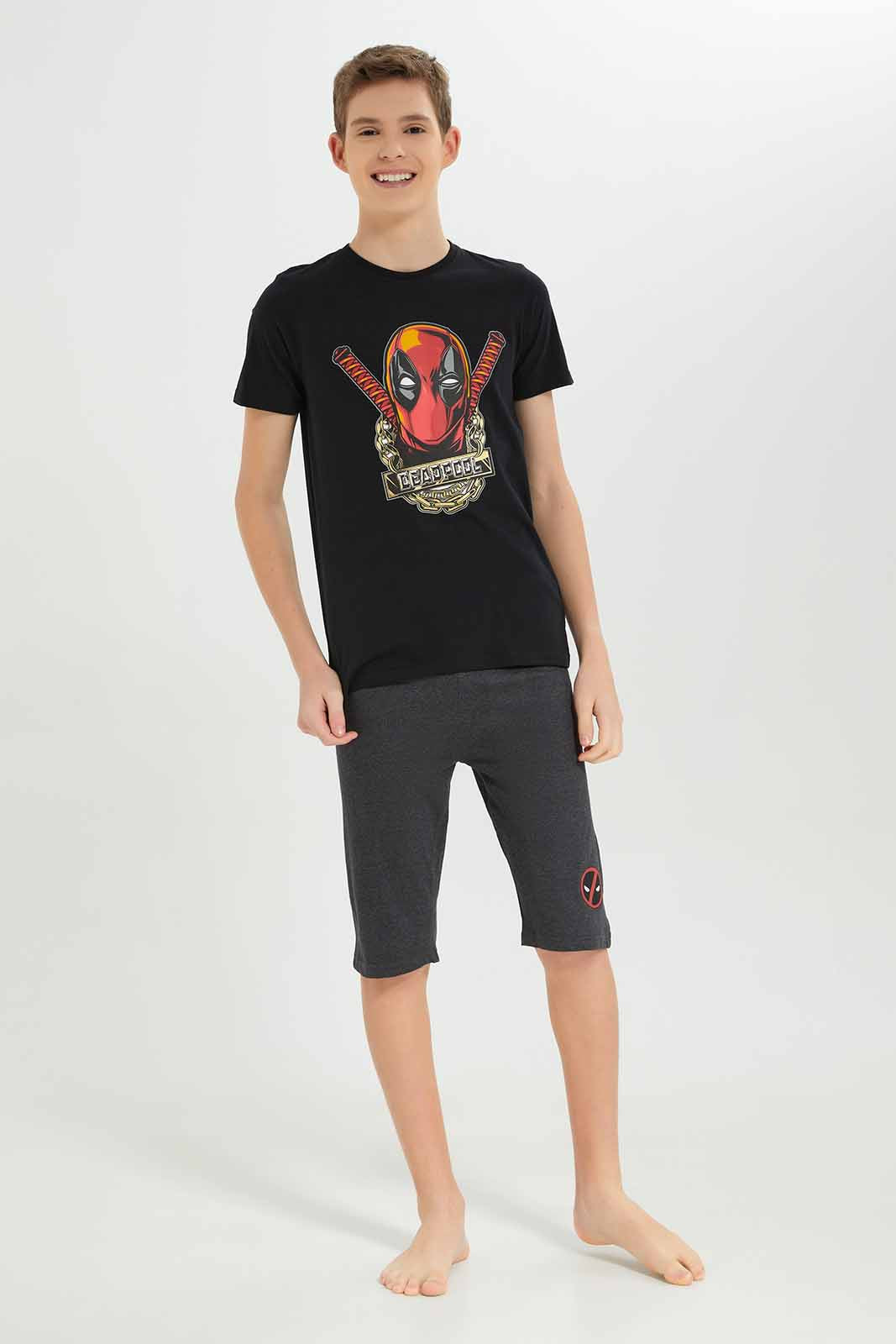Redtag-Boys-Black-Deadpool-Nightsuit-BSR-Pyjama-Sets,-Category:Pyjama-Sets,-Colour:Black,-Deals:New-In,-Dept:Boys,-Filter:Senior-Boys-(8-to-14-Yrs),-New-In-BSR-APL,-Non-Sale,-S23A,-Section:Boys-(0-to-14Yrs)-Senior-Boys-9 to 14 Years