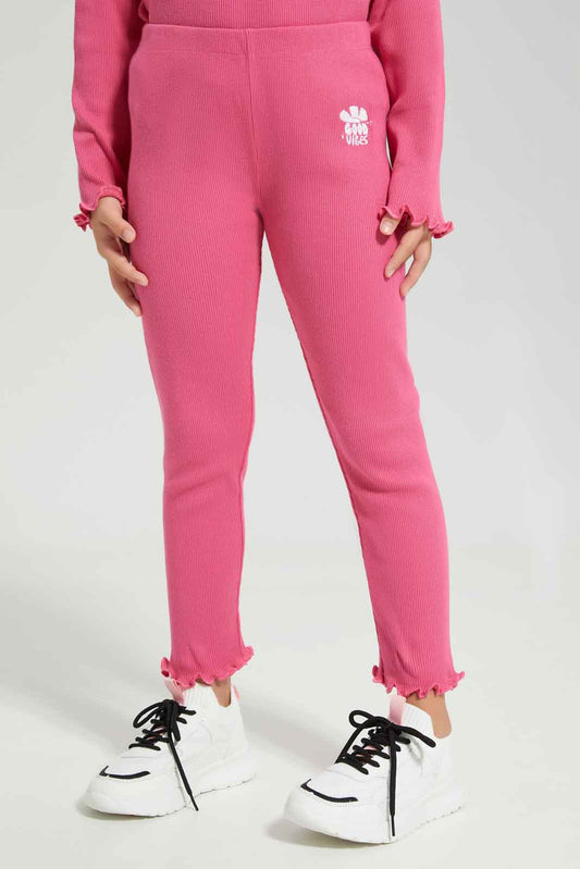 Redtag-Girls-Pink-Rib-Legging-Category:Leggings,-Colour:Apricot,-Deals:New-In,-Dept:Girls,-Filter:Girls-(2-to-8-Yrs),-GIR-Leggings,-New-In-GIR-APL,-Non-Sale,-S23A,-Section:Girls-(0-to-14Yrs),-TBL-Girls-2 to 8 Years