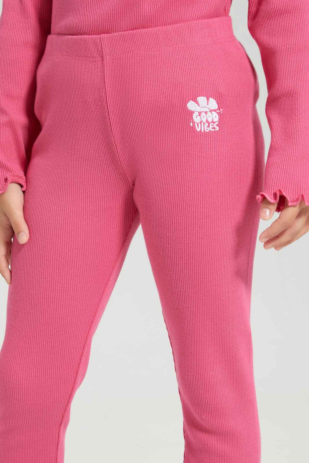 Redtag-Girls-Pink-Rib-Legging-Category:Leggings,-Colour:Apricot,-Deals:New-In,-Dept:Girls,-Filter:Girls-(2-to-8-Yrs),-GIR-Leggings,-New-In-GIR-APL,-Non-Sale,-S23A,-Section:Girls-(0-to-14Yrs),-TBL-Girls-2 to 8 Years