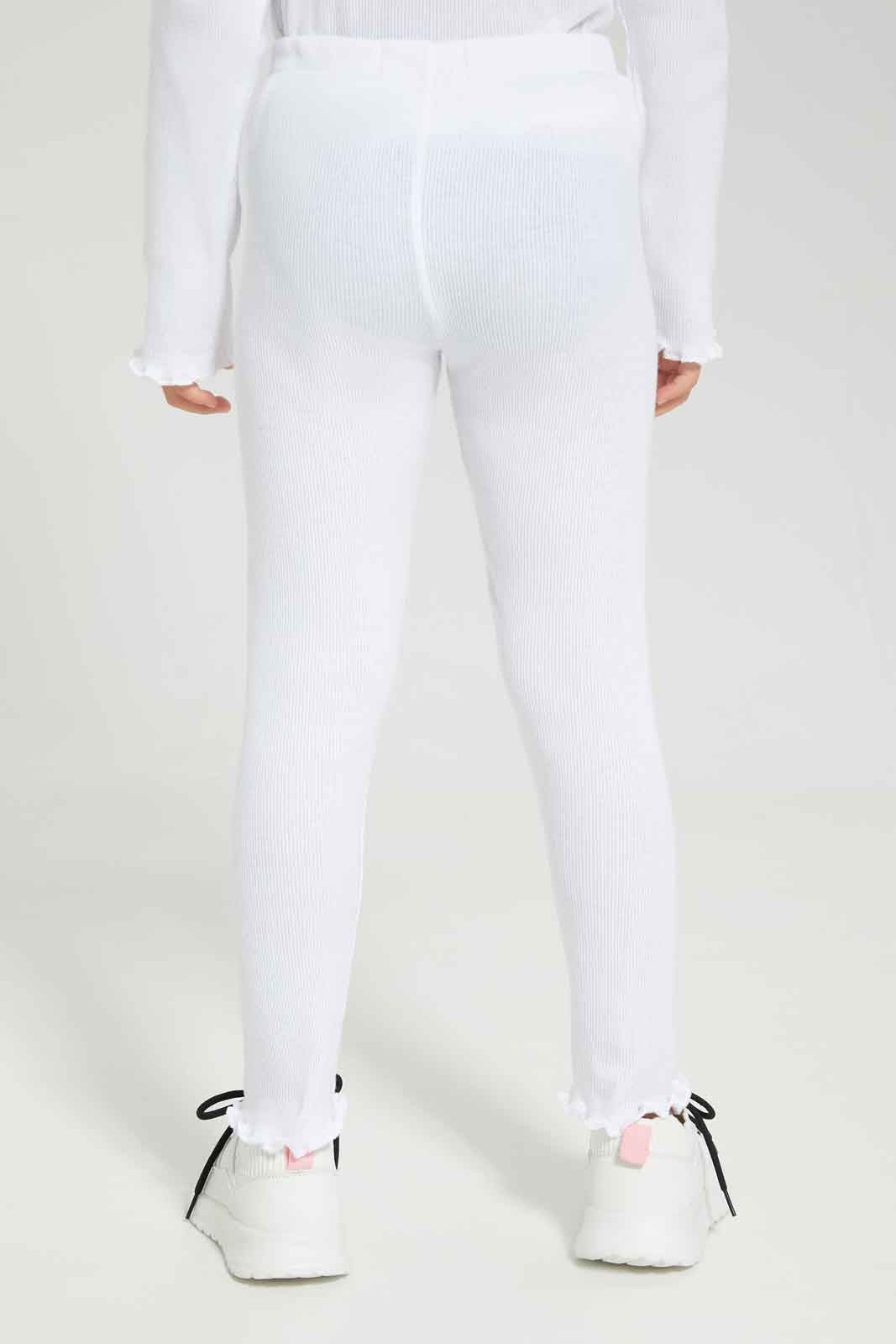 Redtag-Girls-White-Rib-Legging-Category:Leggings,-Colour:White,-Deals:New-In,-Dept:Girls,-Filter:Girls-(2-to-8-Yrs),-GIR-Leggings,-New-In-GIR-APL,-Non-Sale,-S23A,-Section:Girls-(0-to-14Yrs),-TBL-Girls-2 to 8 Years