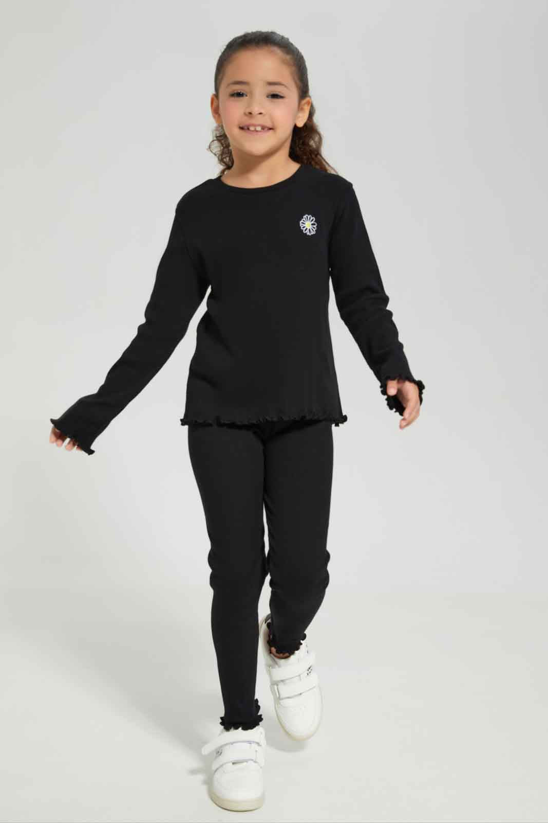 Redtag-Girls-Black-Rib-Legging-Category:Leggings,-Colour:Black,-Deals:New-In,-Dept:Girls,-Filter:Girls-(2-to-8-Yrs),-GIR-Leggings,-New-In-GIR-APL,-Non-Sale,-S23A,-Section:Girls-(0-to-14Yrs),-TBL-Girls-2 to 8 Years