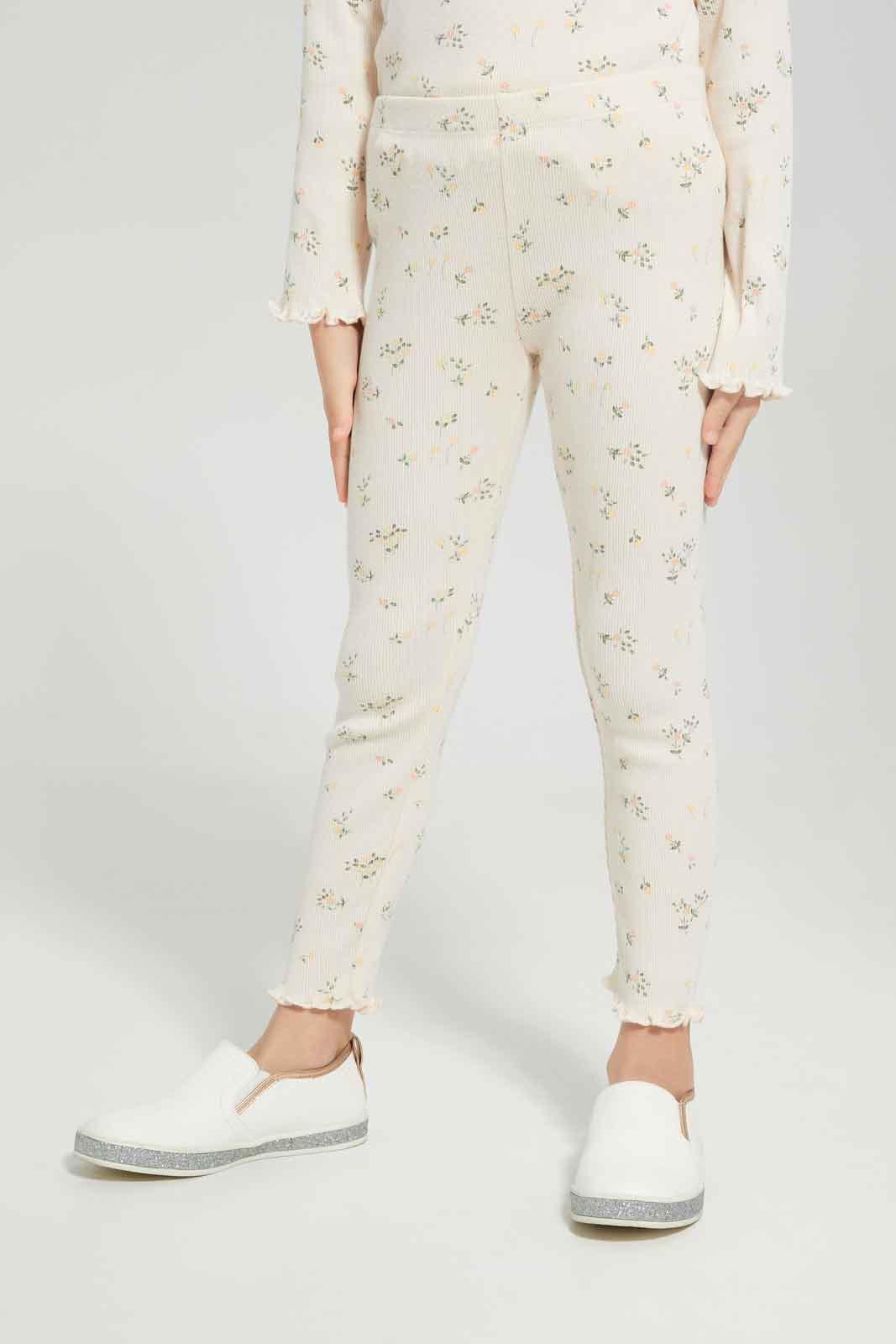 Redtag-Girls-Beige-Rib-Legging-Category:Leggings,-Colour:Beige,-Deals:New-In,-Dept:Girls,-Filter:Girls-(2-to-8-Yrs),-GIR-Leggings,-New-In-GIR-APL,-Non-Sale,-S23A,-Section:Girls-(0-to-14Yrs),-TBL-Girls-2 to 8 Years
