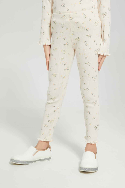 Redtag-Girls-Beige-Rib-Legging-Category:Leggings,-Colour:Beige,-Deals:New-In,-Dept:Girls,-Filter:Girls-(2-to-8-Yrs),-GIR-Leggings,-New-In-GIR-APL,-Non-Sale,-S23A,-Section:Girls-(0-to-14Yrs),-TBL-Girls-2 to 8 Years