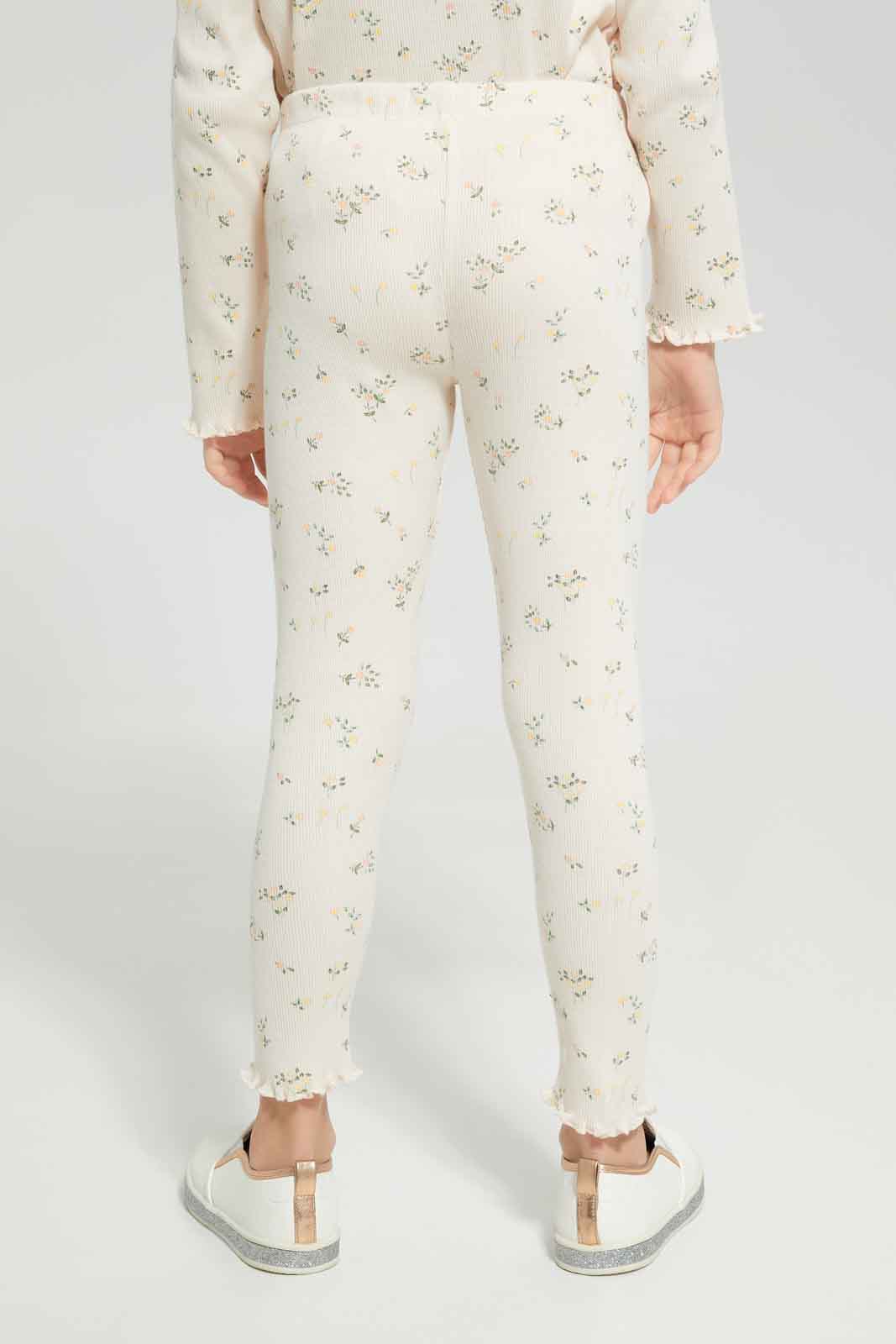 Redtag-Girls-Beige-Rib-Legging-Category:Leggings,-Colour:Beige,-Deals:New-In,-Dept:Girls,-Filter:Girls-(2-to-8-Yrs),-GIR-Leggings,-New-In-GIR-APL,-Non-Sale,-S23A,-Section:Girls-(0-to-14Yrs),-TBL-Girls-2 to 8 Years