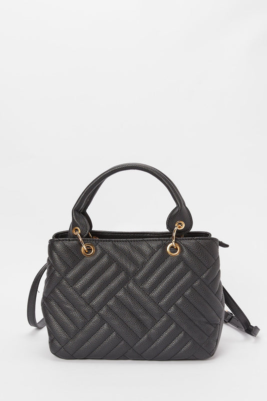 Redtag-Black-Quilted-Day-Bag-Category:Bags,-Colour:Black,-Deals:New-In,-Dept:Ladieswear,-Filter:Women's-Accessories,-H1:ACC,-H2:LAD,-H3:LAB,-H4:HBG,-New-In,-New-In-Women-ACC,-Non-Sale,-S23A,-Season:S23B,-Section:Women,-Style:MID-ENTRY,-Women-Bags-Women-