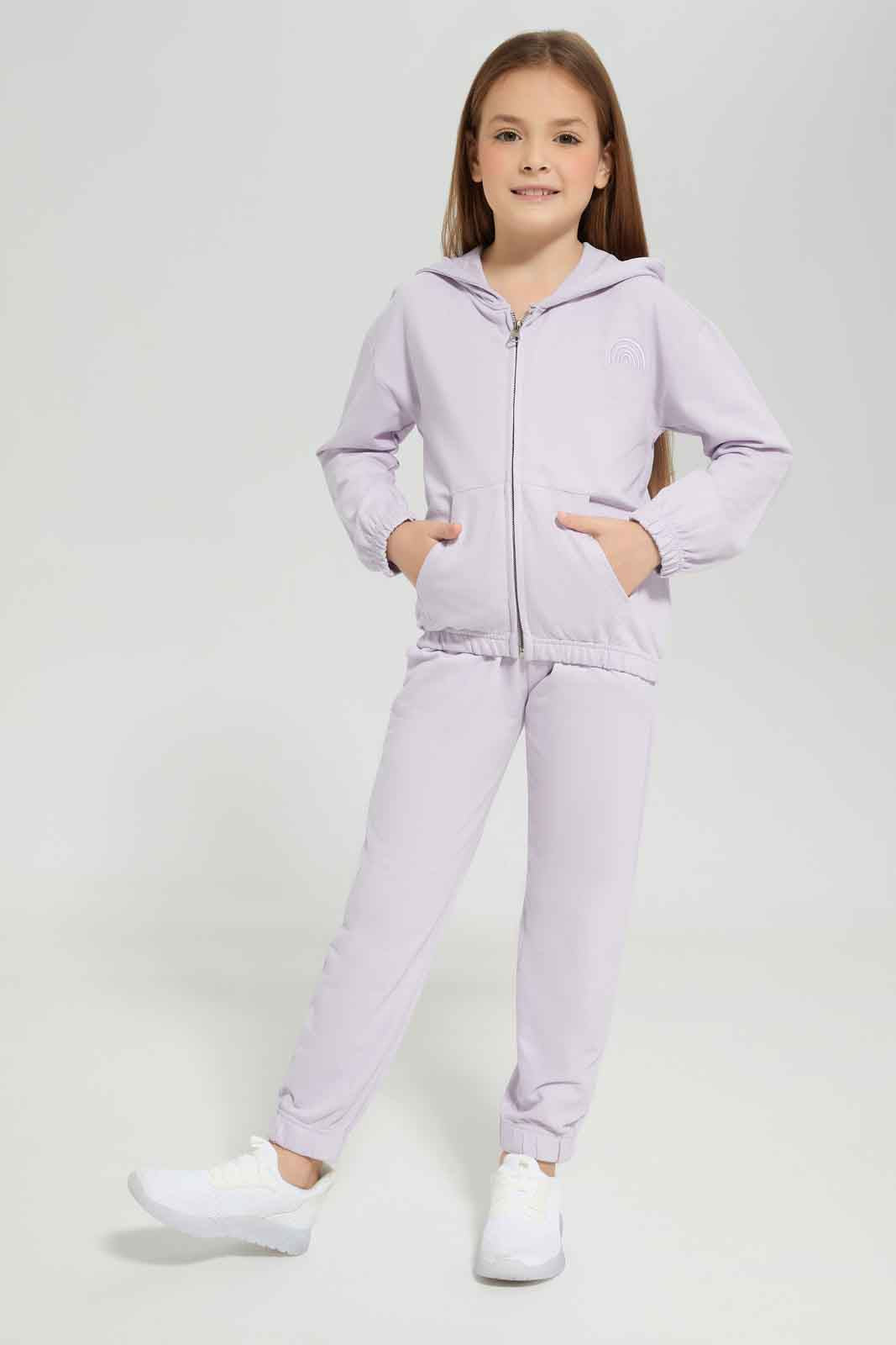 Redtag-Girls-Lilac-Hooded-Jogsuit-Category:Jog-Sets,-Colour:Lilac,-Deals:New-In,-Dept:Girls,-Filter:Girls-(2-to-8-Yrs),-GIR-Jog-Sets,-New-In-GIR-APL,-Non-Sale,-Section:Girls-(0-to-14Yrs),-W22A-Girls-2 to 8 Years