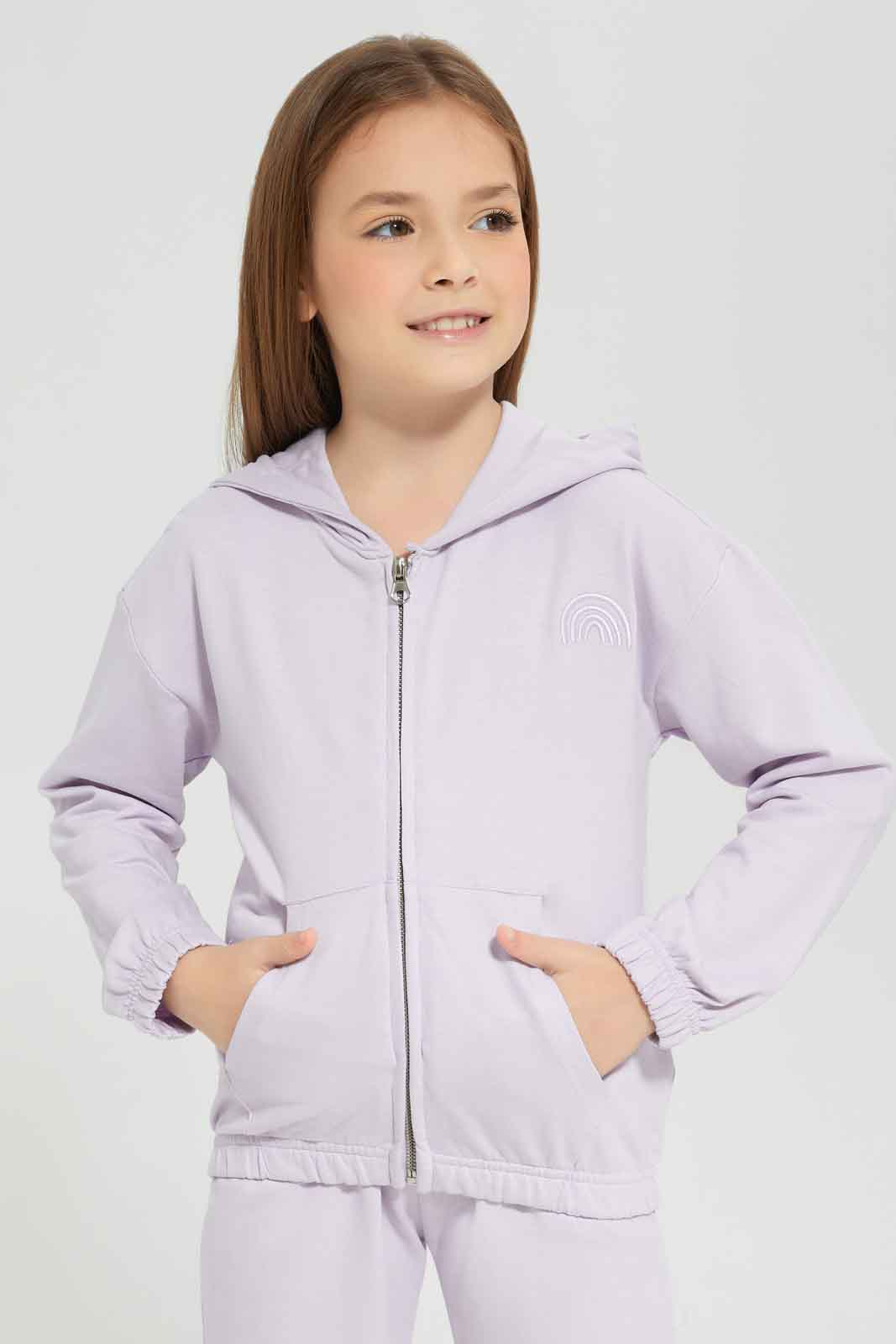 Redtag-Girls-Lilac-Hooded-Jogsuit-Category:Jog-Sets,-Colour:Lilac,-Deals:New-In,-Dept:Girls,-Filter:Girls-(2-to-8-Yrs),-GIR-Jog-Sets,-New-In-GIR-APL,-Non-Sale,-Section:Girls-(0-to-14Yrs),-W22A-Girls-2 to 8 Years