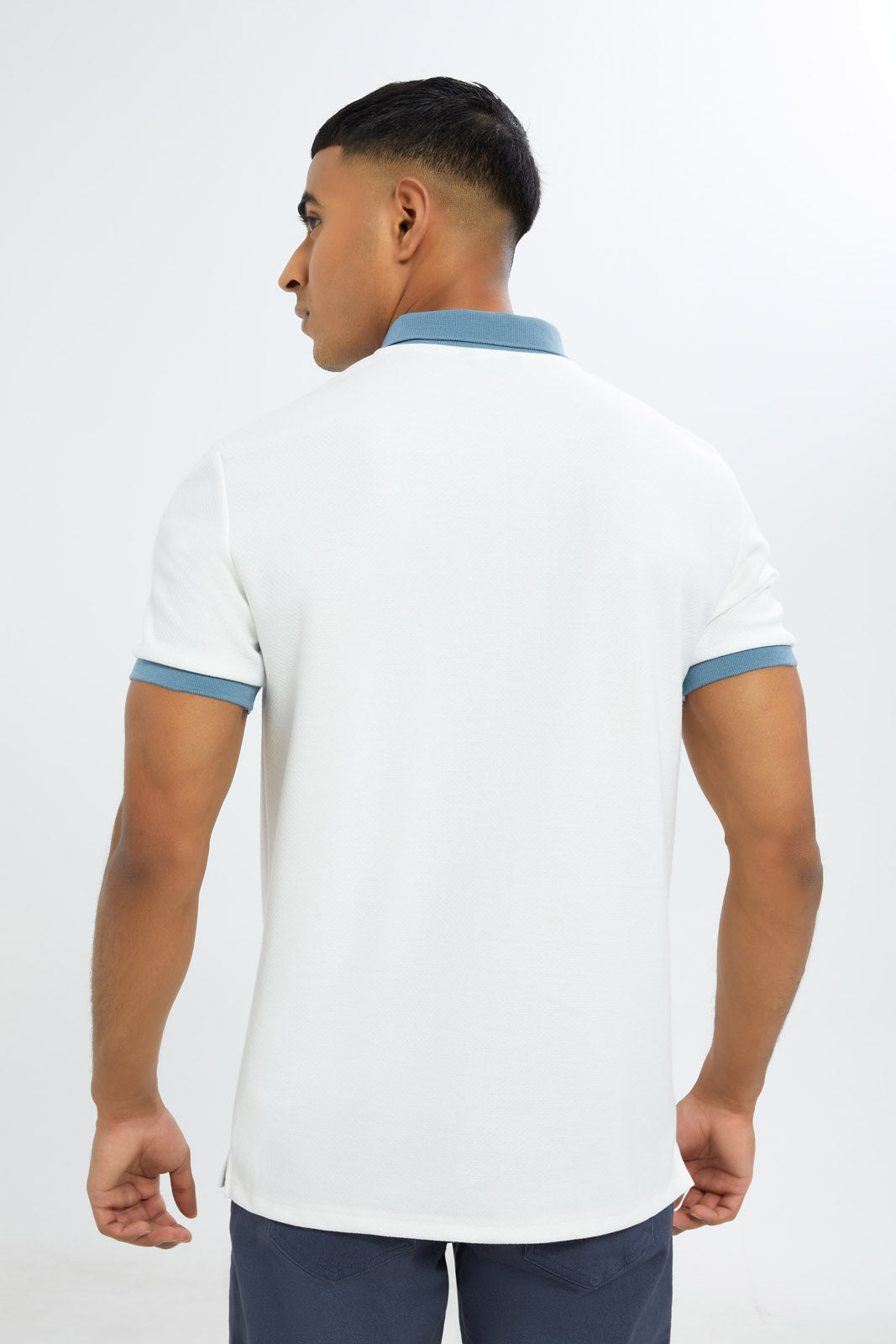 Redtag-Men-White-Jacquard-Zip-Placket-Polo-Shirt-Category:Polo-T-Shirts,-Colour:White,-Deals:New-In,-Dept:Menswear,-Filter:Men's-Clothing,-H1:MWR,-H2:GEN,-H3:TSH,-H4:POS,-Men-Polo-T-Shirts,-New-In-Men-APL,-Non-Sale,-RMD,-S23C,-Season:S23C,-Section:Men-Men's-