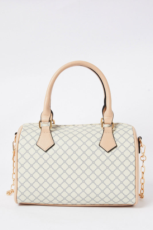 Redtag-Biege-Monogram-Day-Bag-Category:Bags,-Colour:Beige,-Deals:New-In,-Dept:Ladieswear,-Filter:Women's-Accessories,-New-In,-New-In-Women-ACC,-Non-Sale,-S23A,-Section:Women,-Women-Bags-Women-
