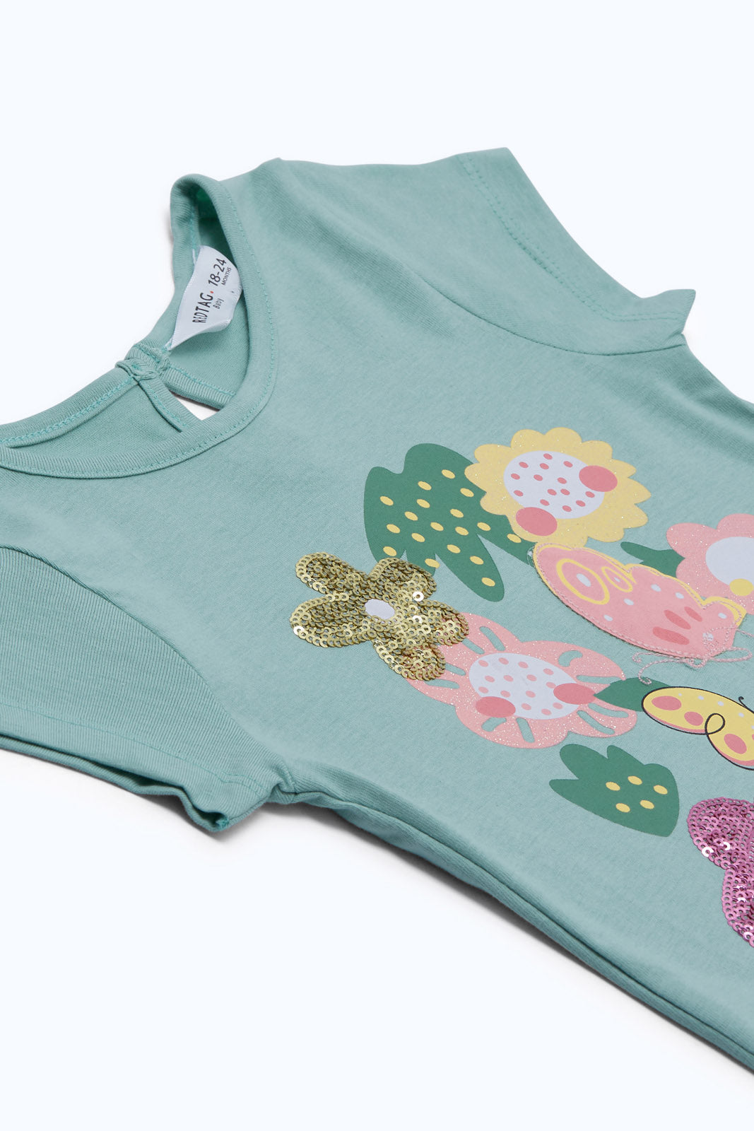 Redtag-Girls-Sage-Placement-Print-Tee-Category:T-Shirts,-Colour:Green,-Deals:New-In,-Dept:Girls,-Filter:Infant-Girls-(3-to-24-Mths),-ING-T-Shirts,-New-In-ING-APL,-Non-Sale,-S23B,-Section:Girls-(0-to-14Yrs)-Infant-Girls-3 to 24 Months