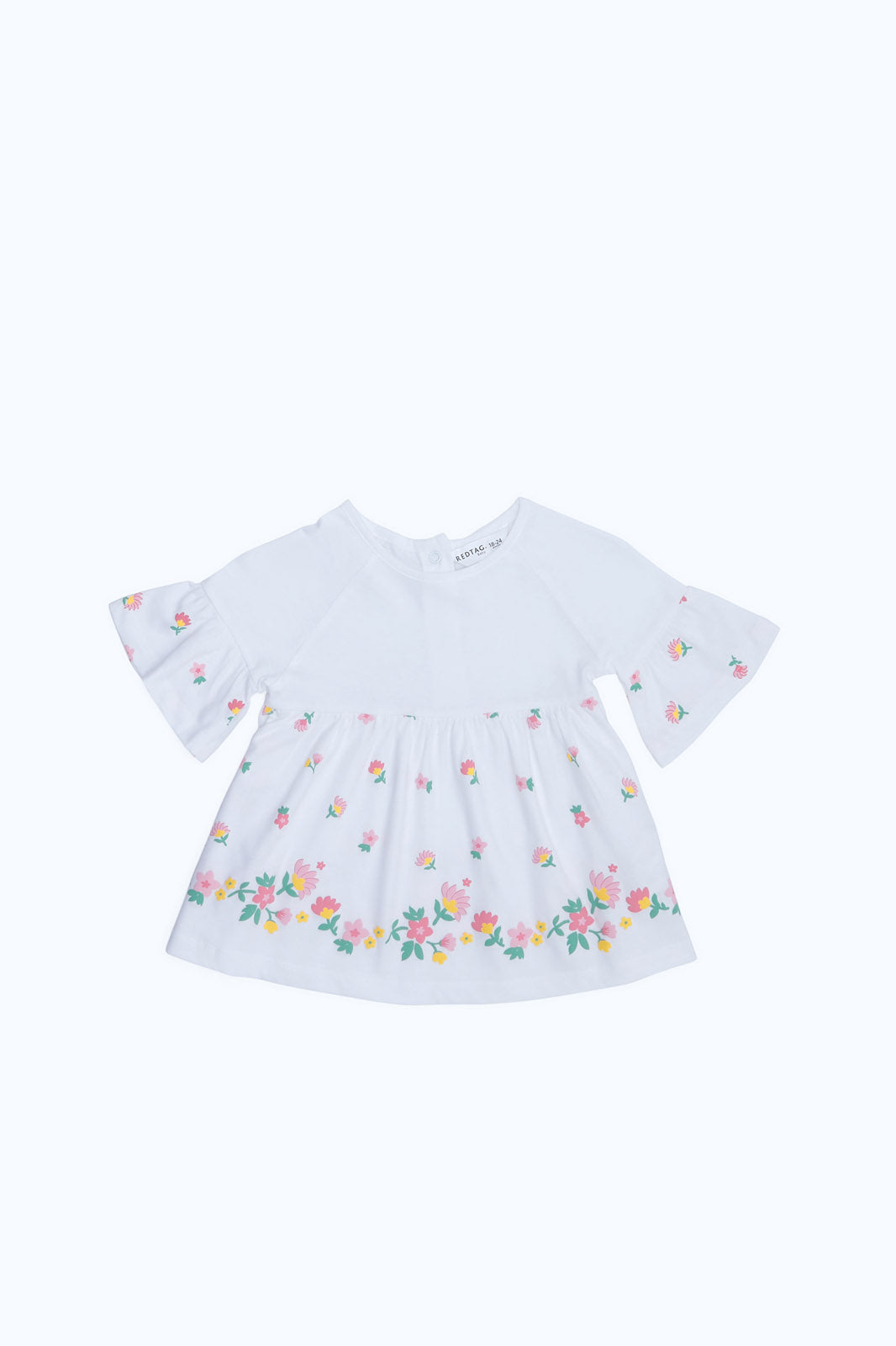Redtag-Girls-White-Floral-Aop-Print-Knit-Blouse-Category:Blouses,-Colour:White,-Deals:New-In,-Dept:Girls,-Filter:Infant-Girls-(3-to-24-Mths),-ING-Blouses,-New-In-ING-APL,-Non-Sale,-S23B,-Section:Girls-(0-to-14Yrs)-Infant-Girls-3 to 24 Months