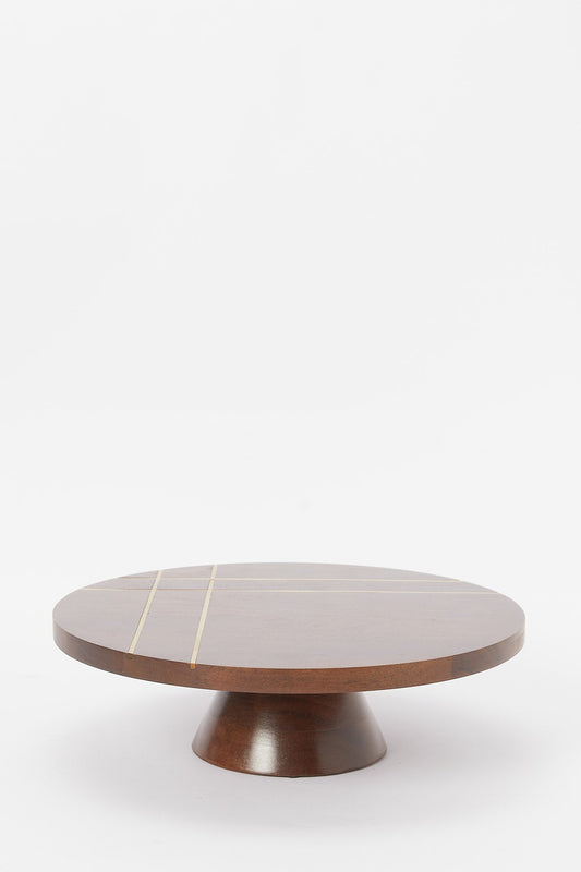 Redtag-Brown-Wooden-Round-Cake-Stand-With-Brass-Wire-Embellishment-Category:Bakeware,-Colour:Brown,-Deals:New-In,-Dept:Home,-Filter:Home-Dining,-H1:HMW,-H2:DIN,-H3:SEW,-H4:SSI,-HMW-DIN-Serveware,-New-In-HMW-DIN,-Non-Sale,-S23B,-Season:S23B,-Section:Homewares-Home-Dining-