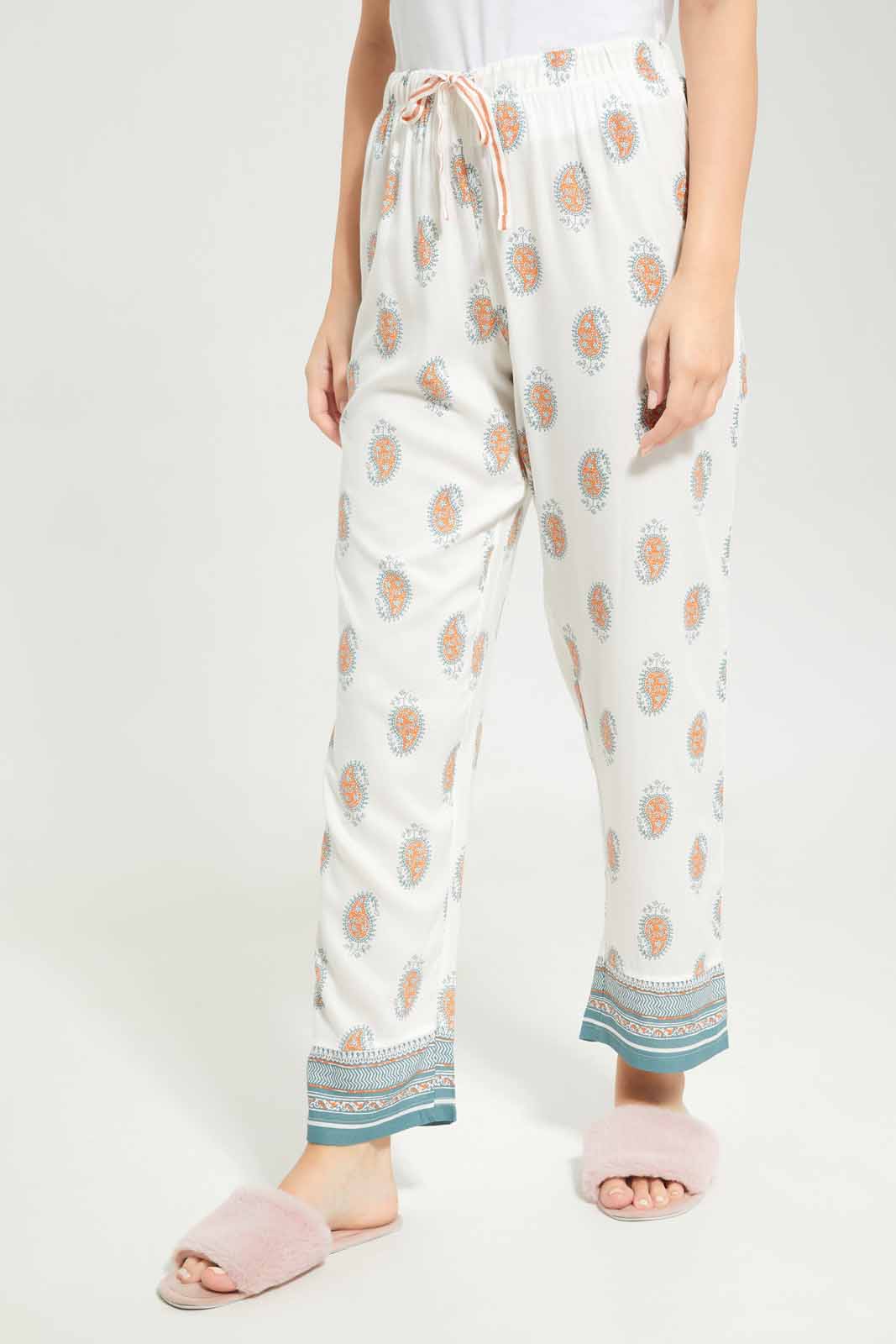 Women White Printed Pyjama Bottom
