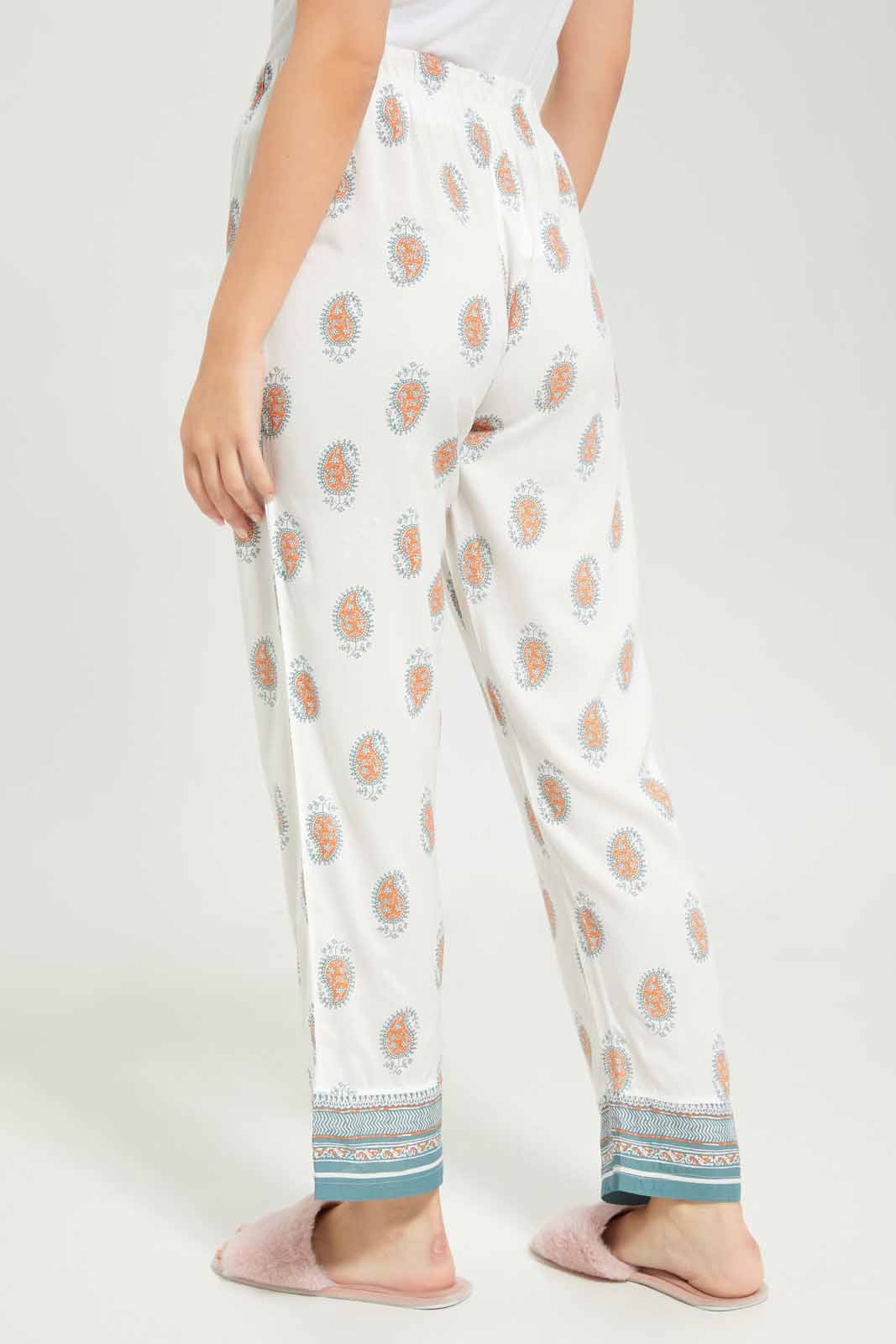Women White Printed Pyjama Bottom