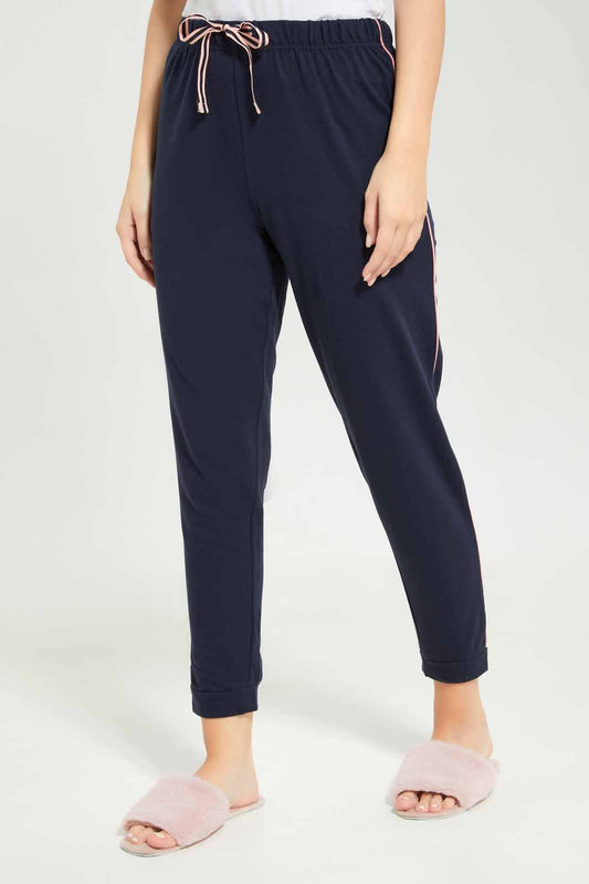 Women Navy Solid Pajama Bottom