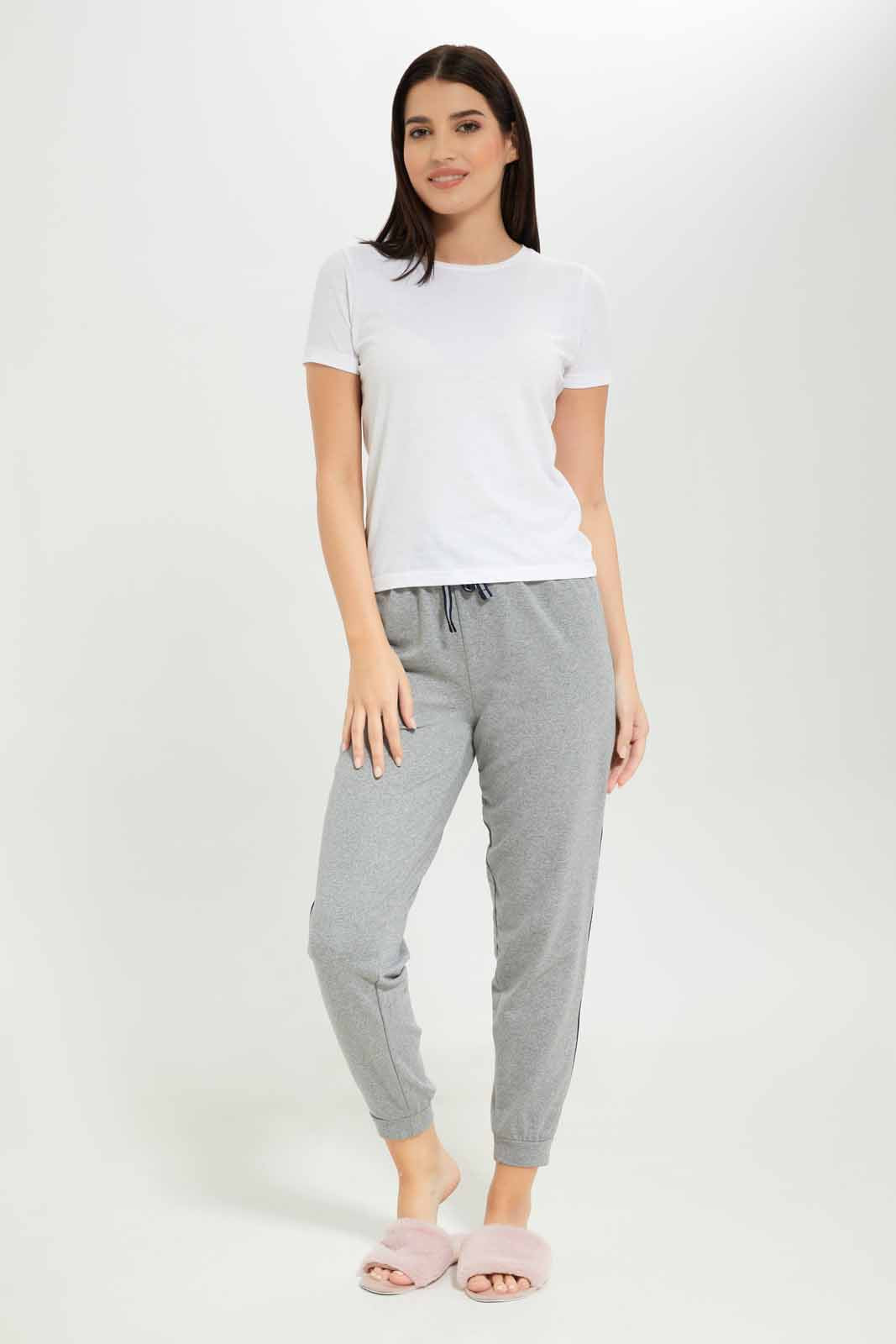Women Grey Solid Pajama Bottom