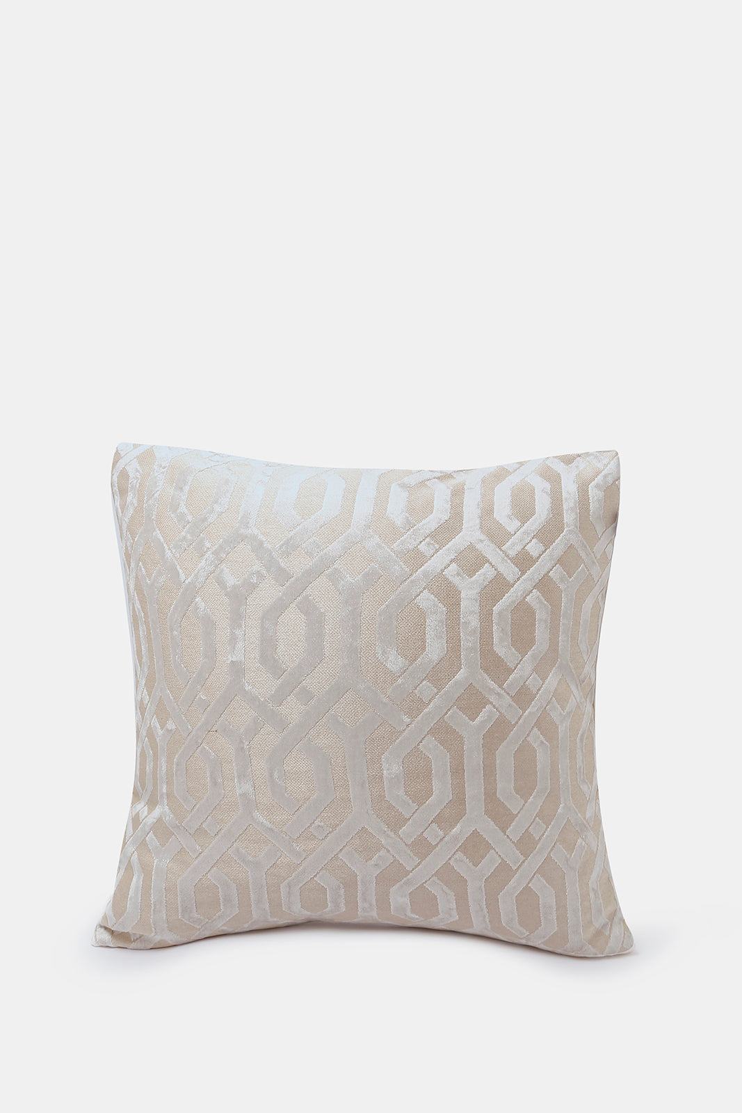 Redtag-Grey-Geometric-Cut-Velvet-Jacquard-Cushion-Category:Cushions,-Colour:Grey,-Deals:New-In,-Dept:Home,-Filter:Home-Bedroom,-HMW-BED-Cushions,-New-In-HMW-BED,-Non-Sale,-S23A,-Section:Homewares-Home-Bedroom-