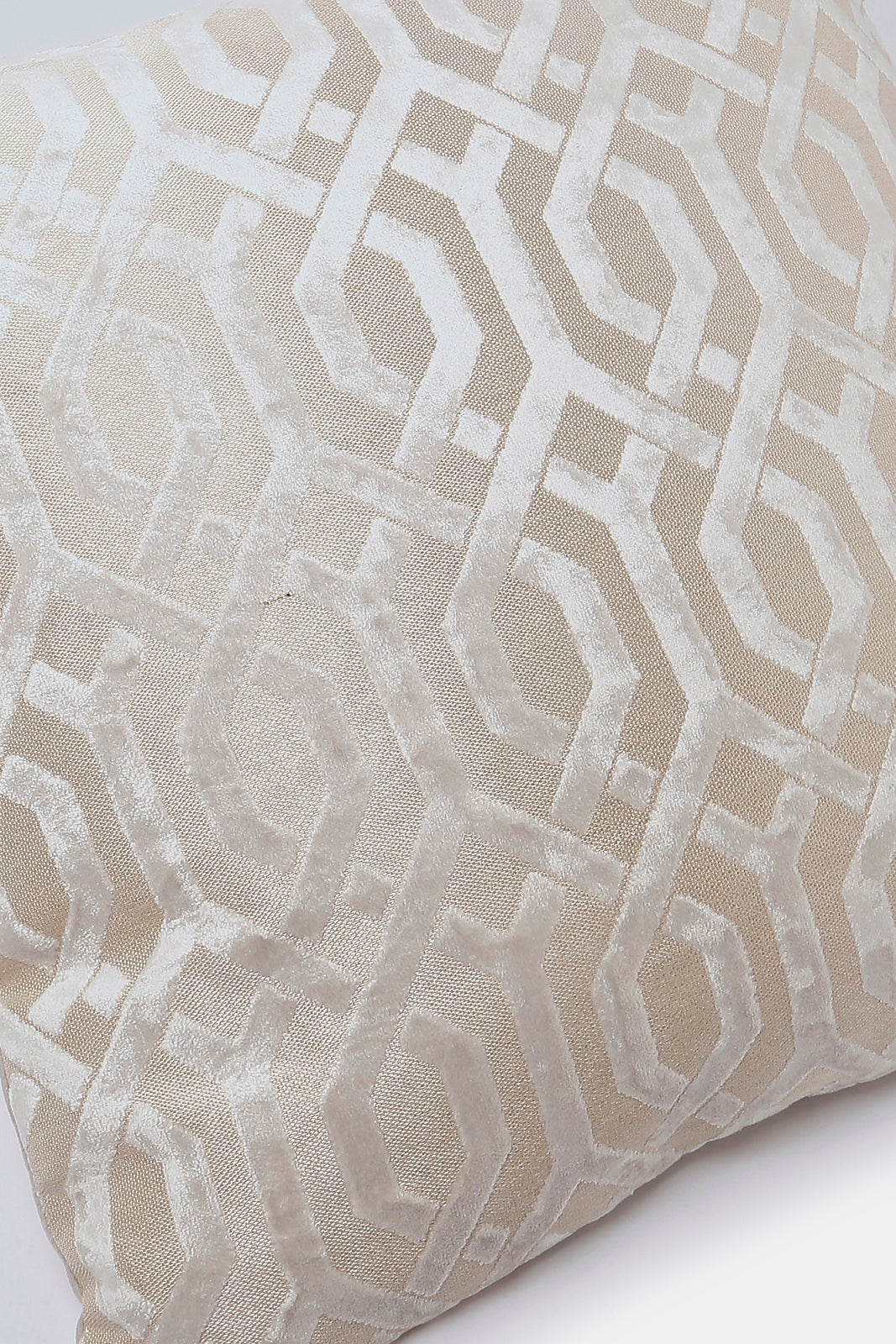 Redtag-Beige-Geometric-Velvet-Jacquard-Cushion-Category:Cushions,-Colour:Beige,-Deals:New-In,-Dept:Home,-Filter:Home-Bedroom,-HMW-BED-Cushions,-New-In-HMW-BED,-Non-Sale,-S23A,-Section:Homewares-Home-Bedroom-