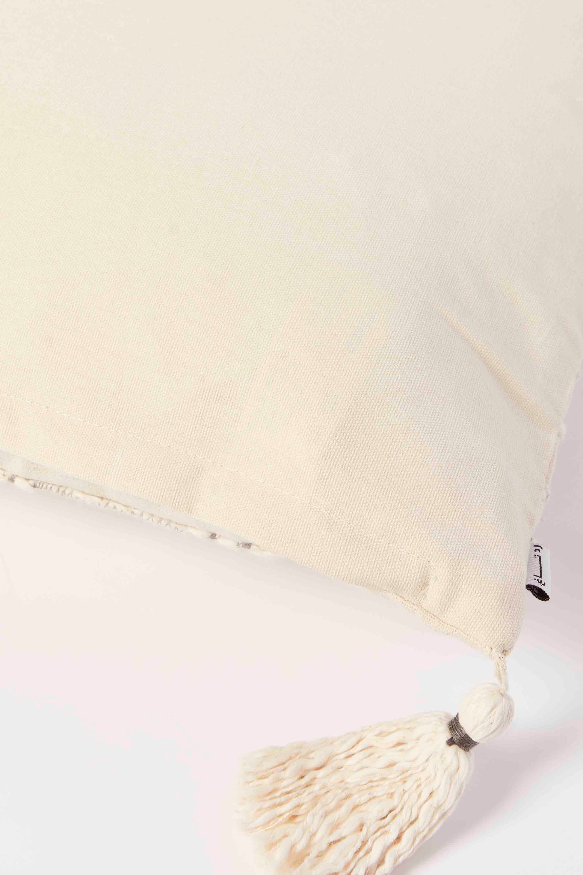 Redtag-Ivory/Grey-Woven-Cushion-With-Tassel-Category:Cushions,-Colour:Grey,-Deals:New-In,-Dept:Home,-Filter:Home-Bedroom,-HMW-BED-Cushions,-New-In-HMW-BED,-Non-Sale,-S23A,-Section:Homewares-Home-Bedroom-