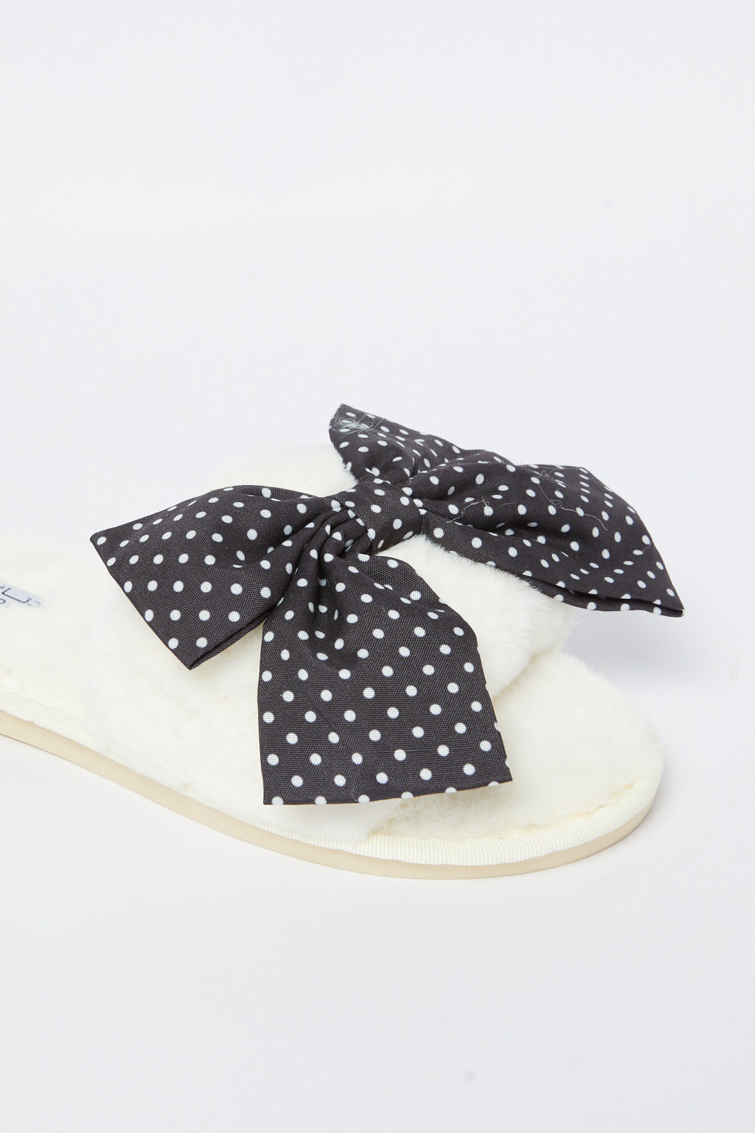 Redtag-White-Bow-Trim-Slide-Category:Slippers,-Colour:White,-Deals:New-In,-Filter:Women's-Footwear,-N/A,-New-In-Women-FOO,-Non-Sale,-S23A,-Section:Women,-Women-Slippers-Women's-