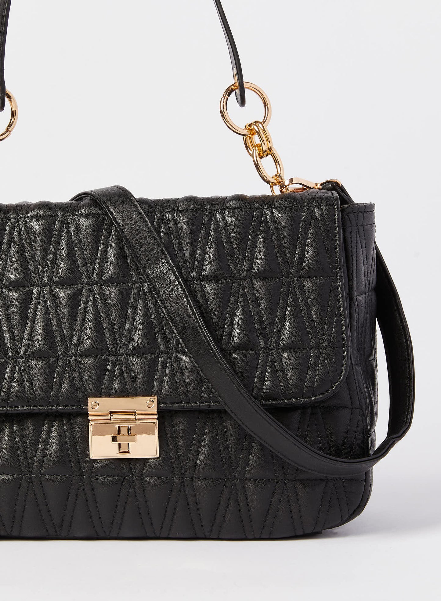 Redtag-Black-Quilting-Day-Bag-Category:Bags,-Colour:Black,-Dept:Ladieswear,-Filter:Women's-Accessories,-New-In,-New-In-Women-ACC,-Non-Sale,-S23A,-Section:Women,-Women-Bags-Women-