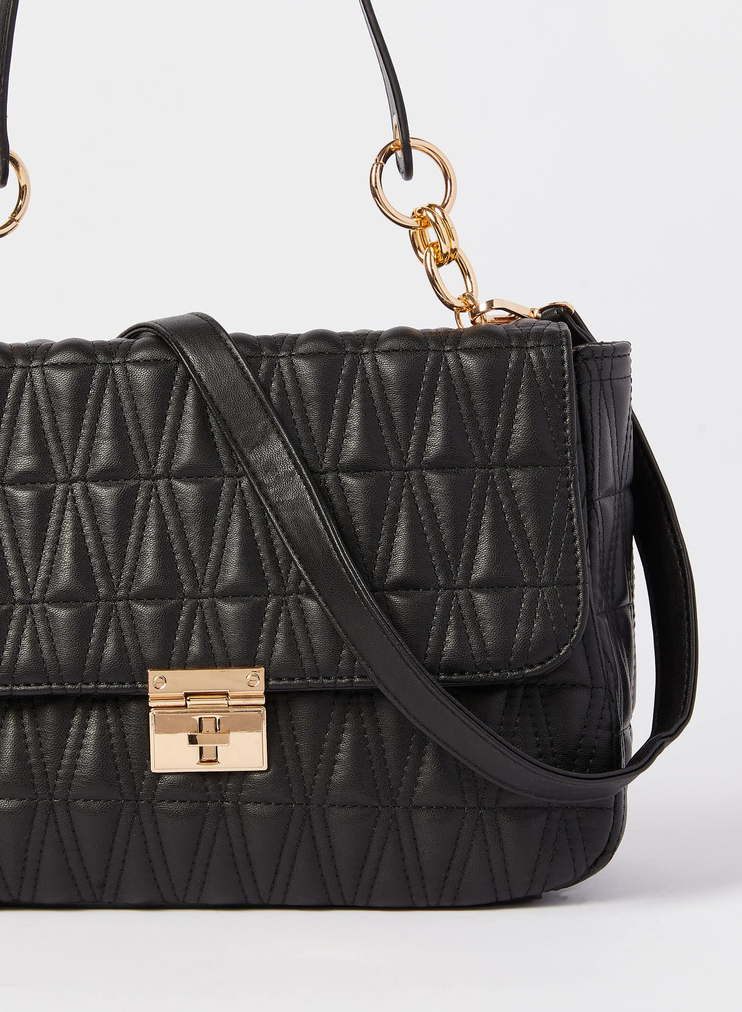 Redtag-Black-Quilting-Day-Bag-Category:Bags,-Colour:Black,-Dept:Ladieswear,-Filter:Women's-Accessories,-New-In,-New-In-Women-ACC,-Non-Sale,-S23A,-Section:Women,-Women-Bags-Women-