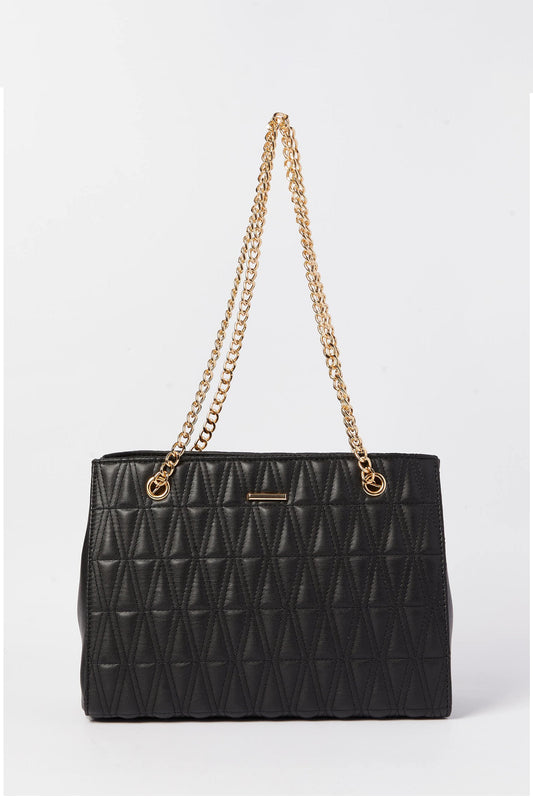 Women Black Quilting Tote Bag