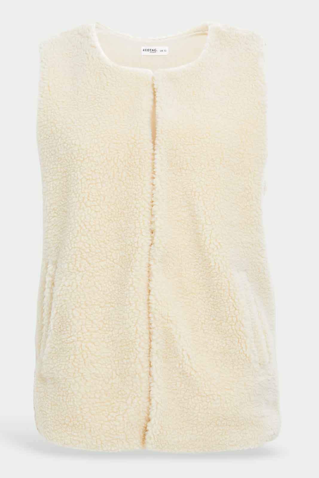 Redtag-Women-Ivory-Sleeveless-Fur-Jacket-Category:Jackets,-Colour:Ivory,-Deals:New-In,-Dept:Ladieswear,-Filter:Women's-Clothing,-New-In-Women-APL,-Non-Sale,-S23A,-Section:Women,-Women-Jackets-Women's-