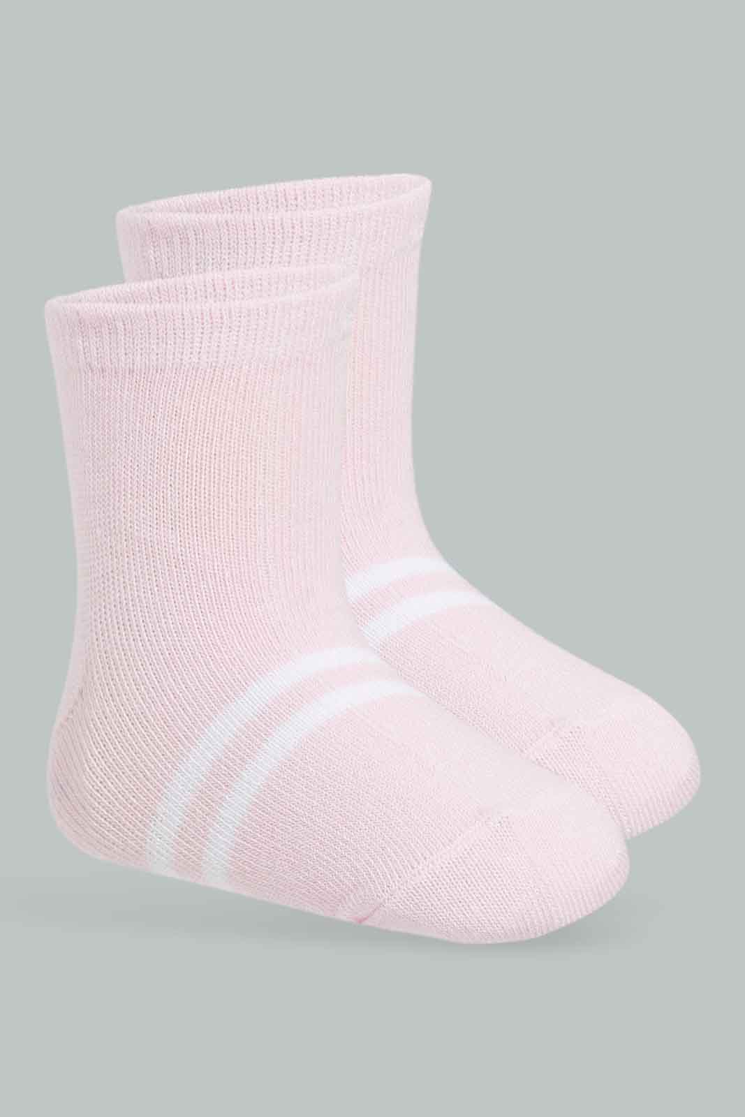 Redtag-Girls-Pack-Of-4-(White-And-Pink)-365,-Category:Socks,-Colour:White,-Deals:New-In,-Filter:Infant-Girls-(3-to-24-Mths),-ING-Socks,-New-In-ING-APL,-Non-Sale,-Section:Girls-(0-to-14Yrs)-Infant-Girls-3 to 24 Months