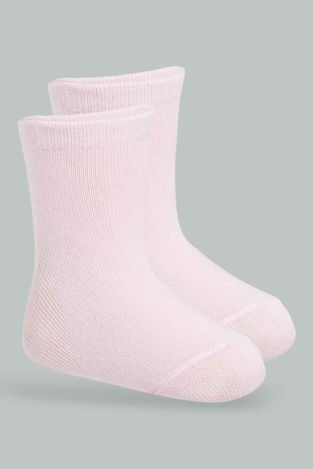Redtag-Girls-Pack-Of-4-(White-And-Pink)-365,-Category:Socks,-Colour:White,-Deals:New-In,-Filter:Infant-Girls-(3-to-24-Mths),-ING-Socks,-New-In-ING-APL,-Non-Sale,-Section:Girls-(0-to-14Yrs)-Infant-Girls-3 to 24 Months