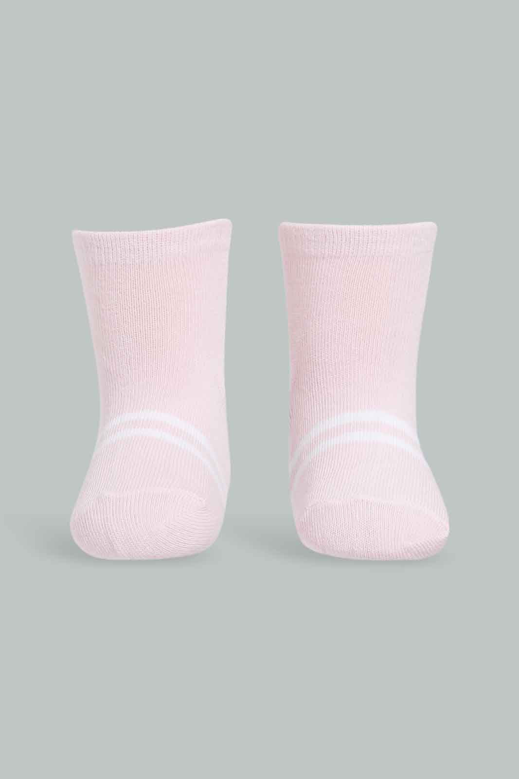 Redtag-Girls-Pack-Of-4-(White-And-Pink)-365,-Category:Socks,-Colour:White,-Deals:New-In,-Filter:Infant-Girls-(3-to-24-Mths),-ING-Socks,-New-In-ING-APL,-Non-Sale,-Section:Girls-(0-to-14Yrs)-Infant-Girls-3 to 24 Months