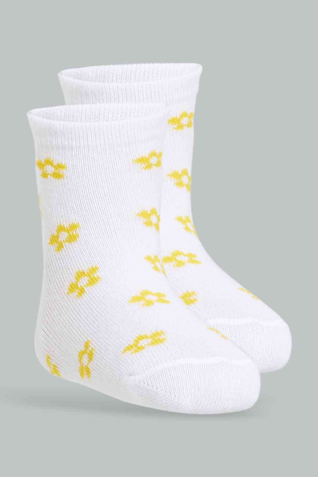 Redtag-Girls-4-Pack-White-And-Pink-Flowers-365,-Category:Socks,-Colour:Apricot,-Deals:New-In,-Filter:Infant-Girls-(3-to-24-Mths),-ING-Socks,-New-In-ING-APL,-Non-Sale,-Section:Girls-(0-to-14Yrs)-Infant-Girls-3 to 24 Months