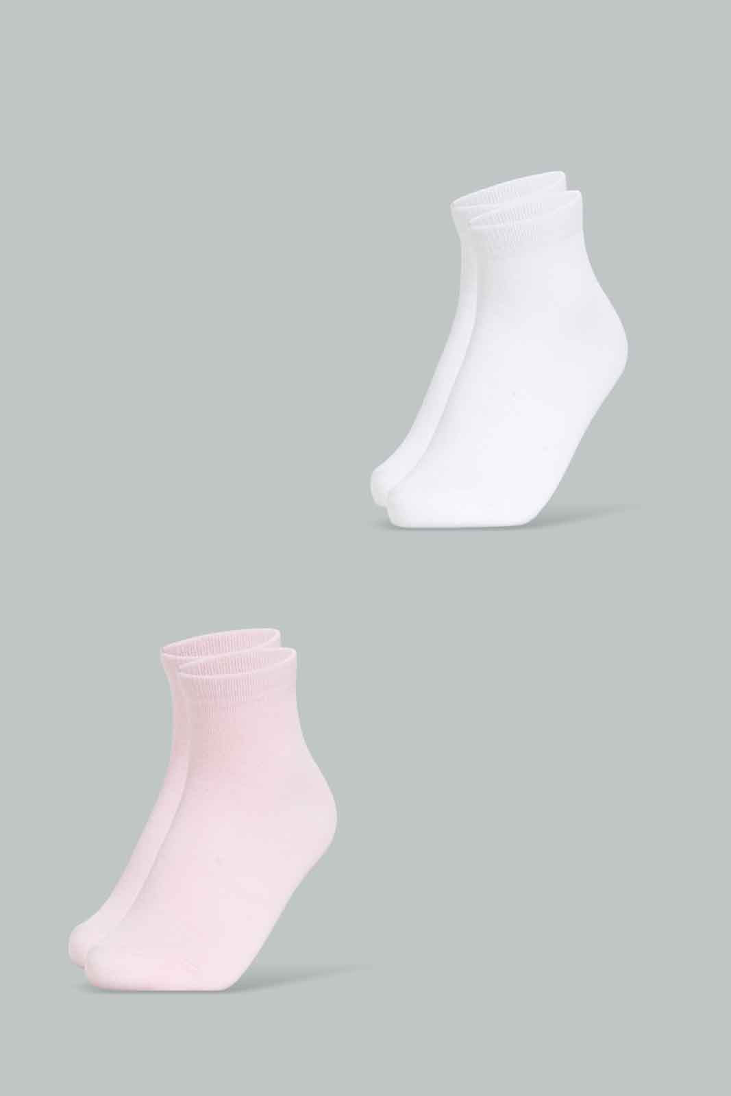 Redtag-Girls-Pack-Of-2-Ankle-Socks---White/-Pink-365,-Category:Socks,-Colour:Assorted,-Deals:New-In,-Filter:Senior-Girls-(8-to-14-Yrs),-GSR-Socks,-New-In-GSR-APL,-Non-Sale,-Section:Girls-(0-to-14Yrs)-Senior-Girls-9 to 14 Years