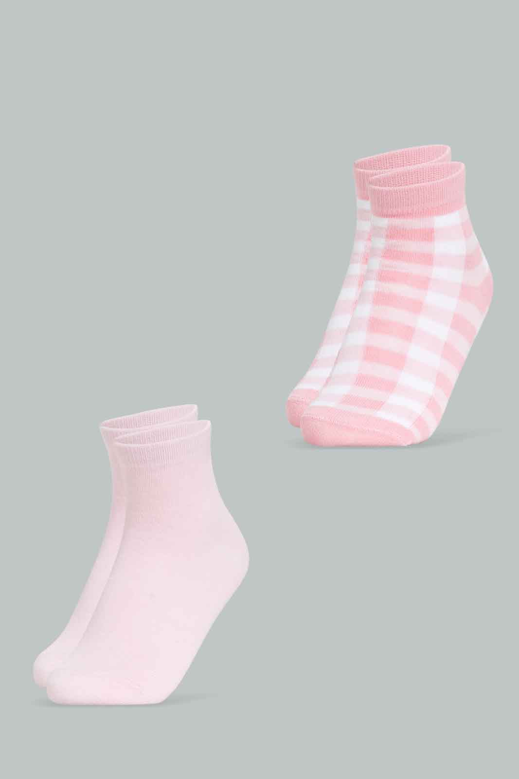 Redtag-Girls-Pink-Pack-Of-2-Ankle-Sock--Check/-Solid-365,-Category:Socks,-Colour:Apricot,-Deals:New-In,-Filter:Senior-Girls-(8-to-14-Yrs),-GSR-Socks,-New-In-GSR-APL,-Non-Sale,-Section:Girls-(0-to-14Yrs)-Senior-Girls-9 to 14 Years