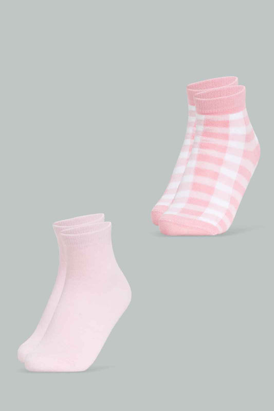 Redtag-Girls-Pink-Pack-Of-2-Ankle-Sock--Check/-Solid-365,-Category:Socks,-Colour:Apricot,-Deals:New-In,-Filter:Senior-Girls-(8-to-14-Yrs),-GSR-Socks,-New-In-GSR-APL,-Non-Sale,-Section:Girls-(0-to-14Yrs)-Senior-Girls-9 to 14 Years