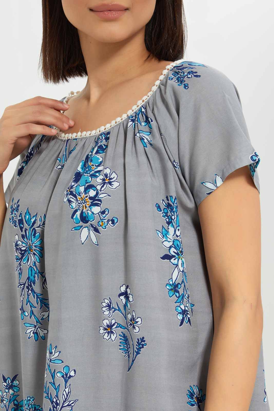 Redtag-Women-Grey-Aop-Short-Sleeves-Nightgown-Category:Nightgowns,-Colour:Grey,-Deals:New-In,-Dept:Ladieswear,-Filter:Women's-Clothing,-New-In-Women-APL,-Non-Sale,-S23A,-Section:Women,-Women-Nightgowns--